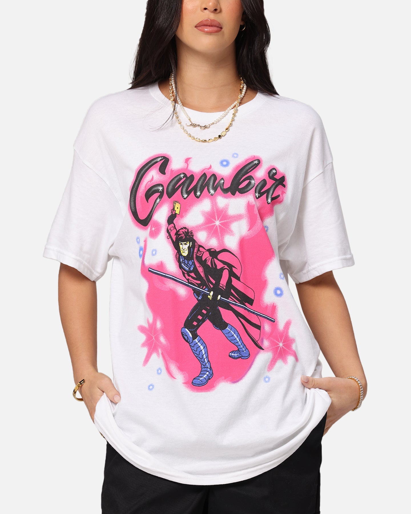Goat Crew Marvel X-Men Gambit Airbrush T-Shirt White
