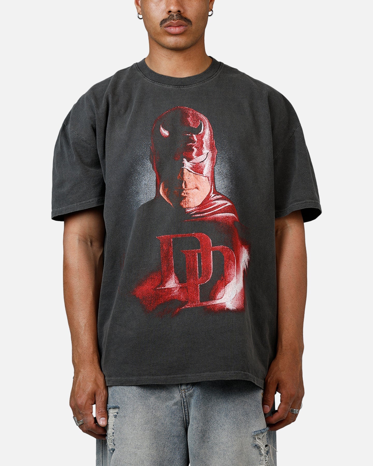 American Thrift Marvel Daredevil Face Heavyweight T-Shirt Black Wash