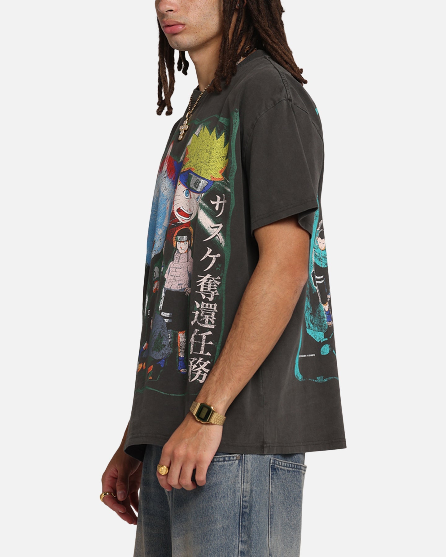 73Studio X Naruto Sasuke Retrieval Heavy T-Shirt Black Wash