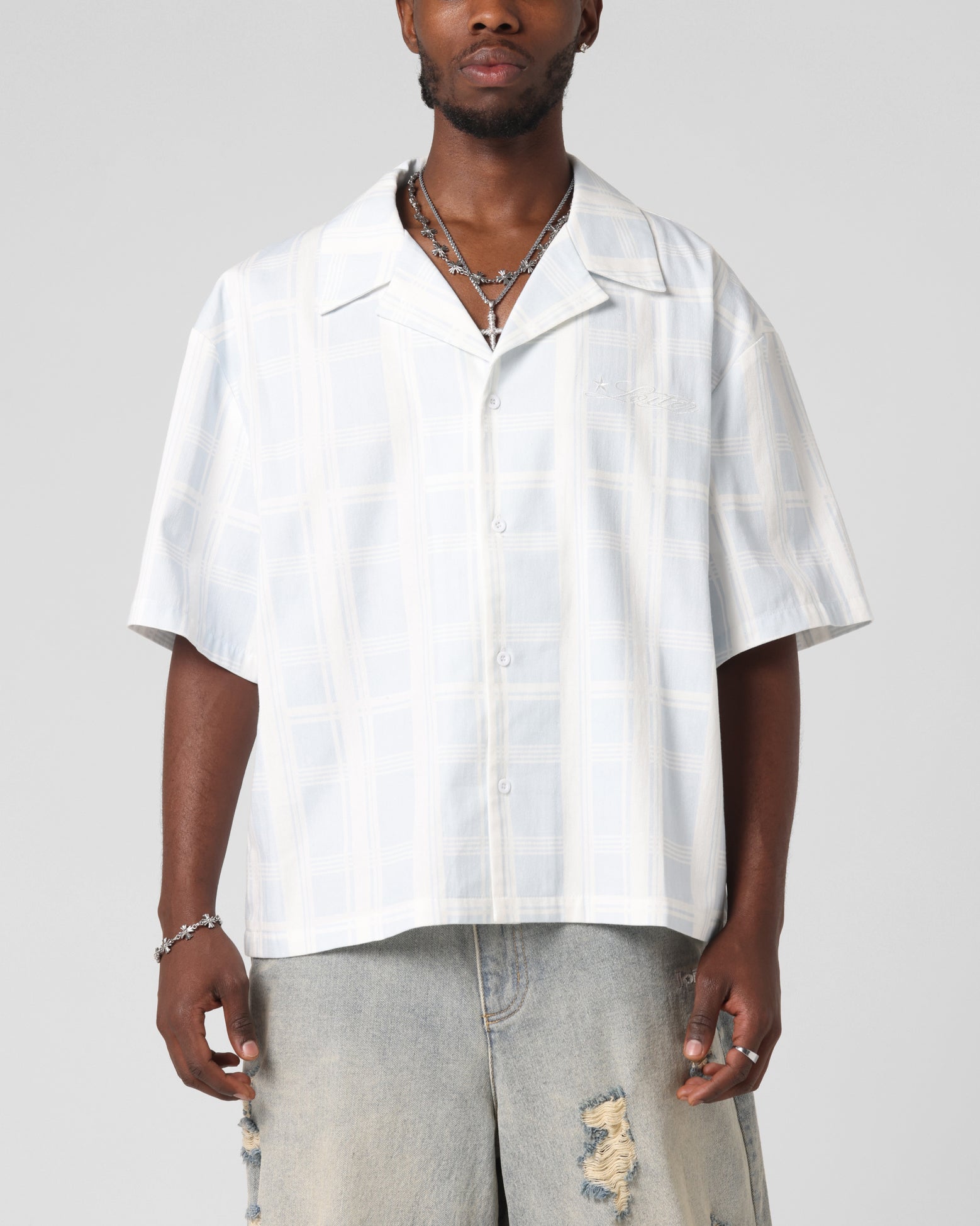 Loiter Daytona Button Up Shirt Blue Check