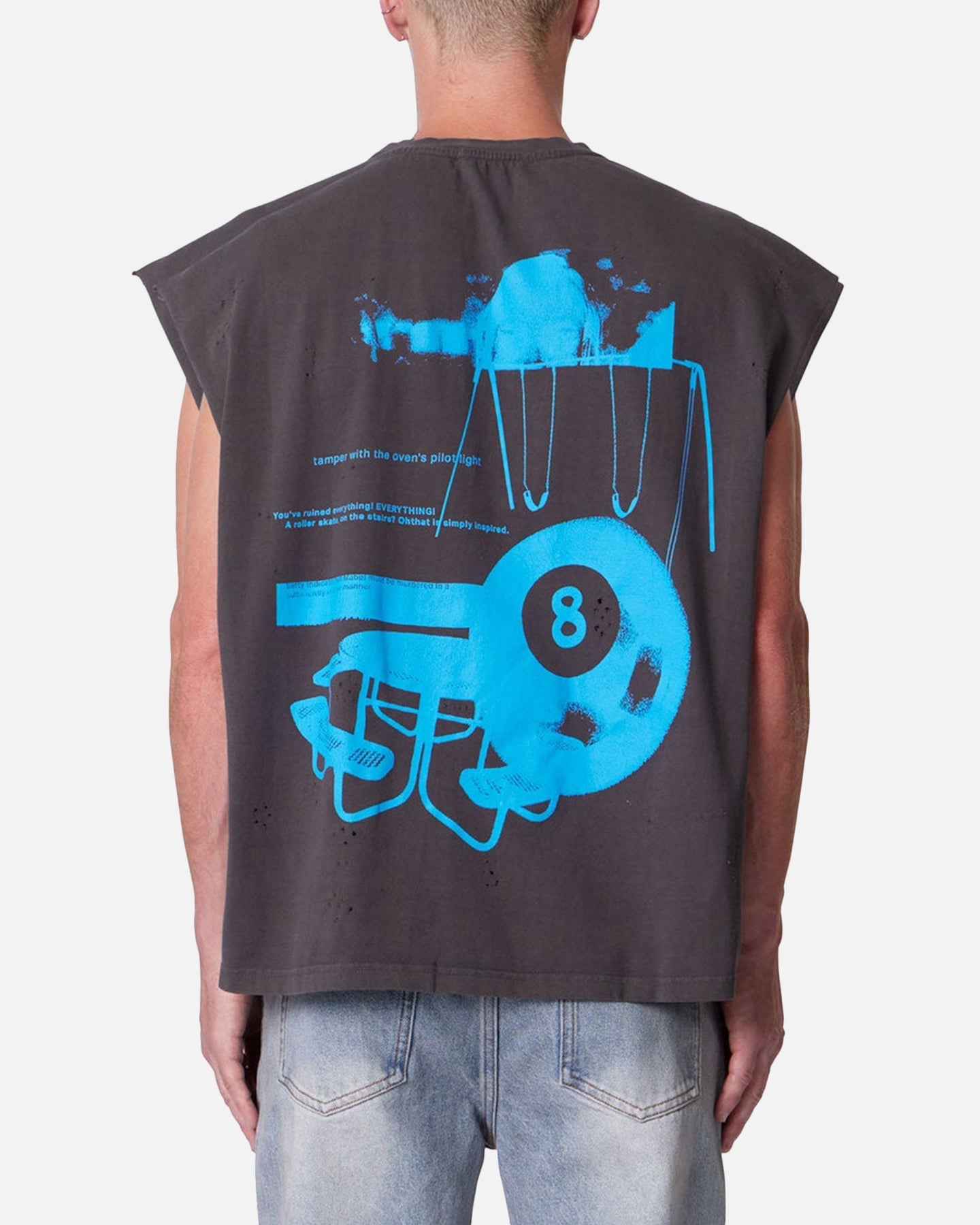 MNML Distressed Sleeveless Tank Washed Black