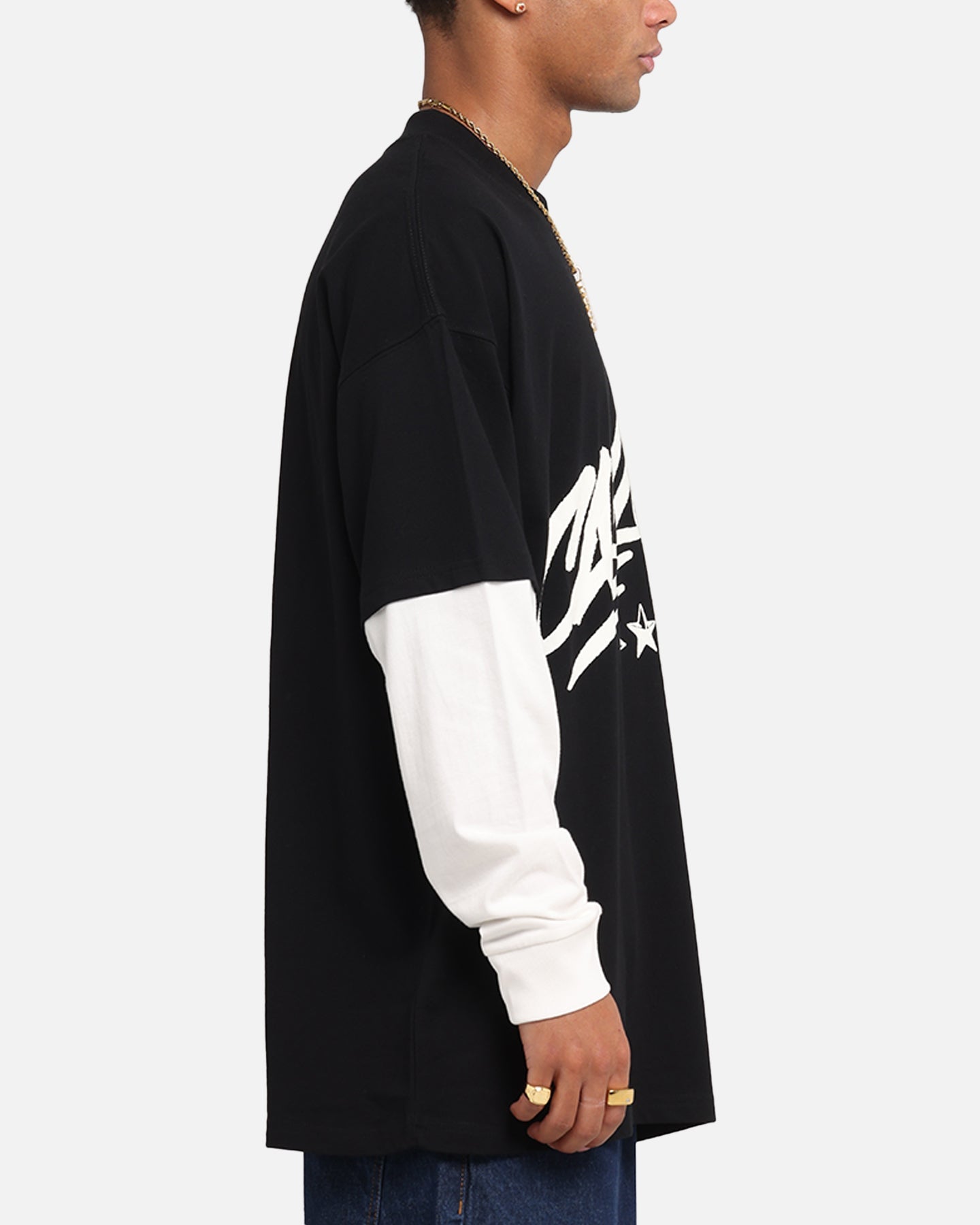 Carre Graffiti Layered Long Sleeve T-Shirt Black/Off White