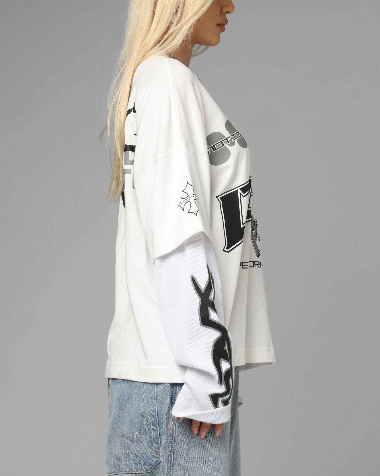 Loiter Performance Layered Long Sleeve T-Shirt Off White