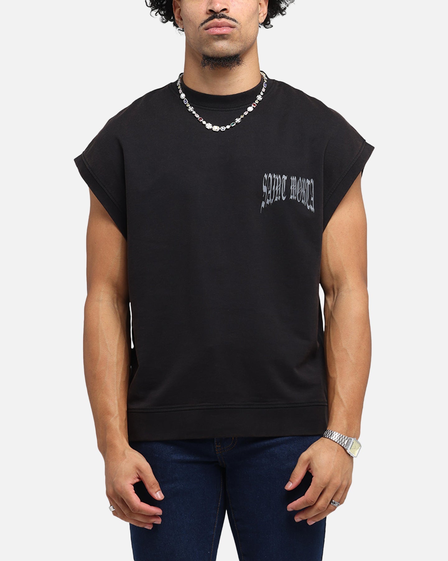 Saint Morta Vill Park Cut Off Sweater Vintage Black