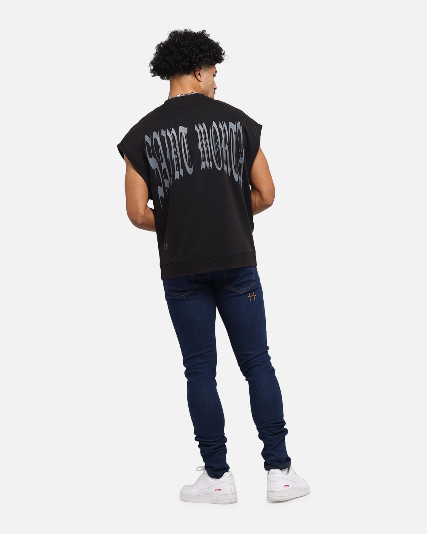 Saint Morta Vill Park Cut Off Sweater Vintage Black