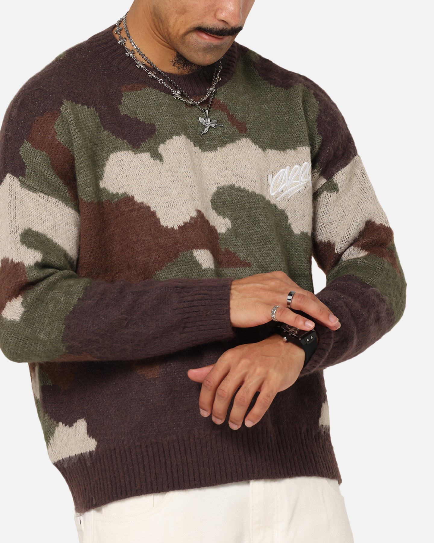 Carre Camo Brushed Sweater Woodland Camo