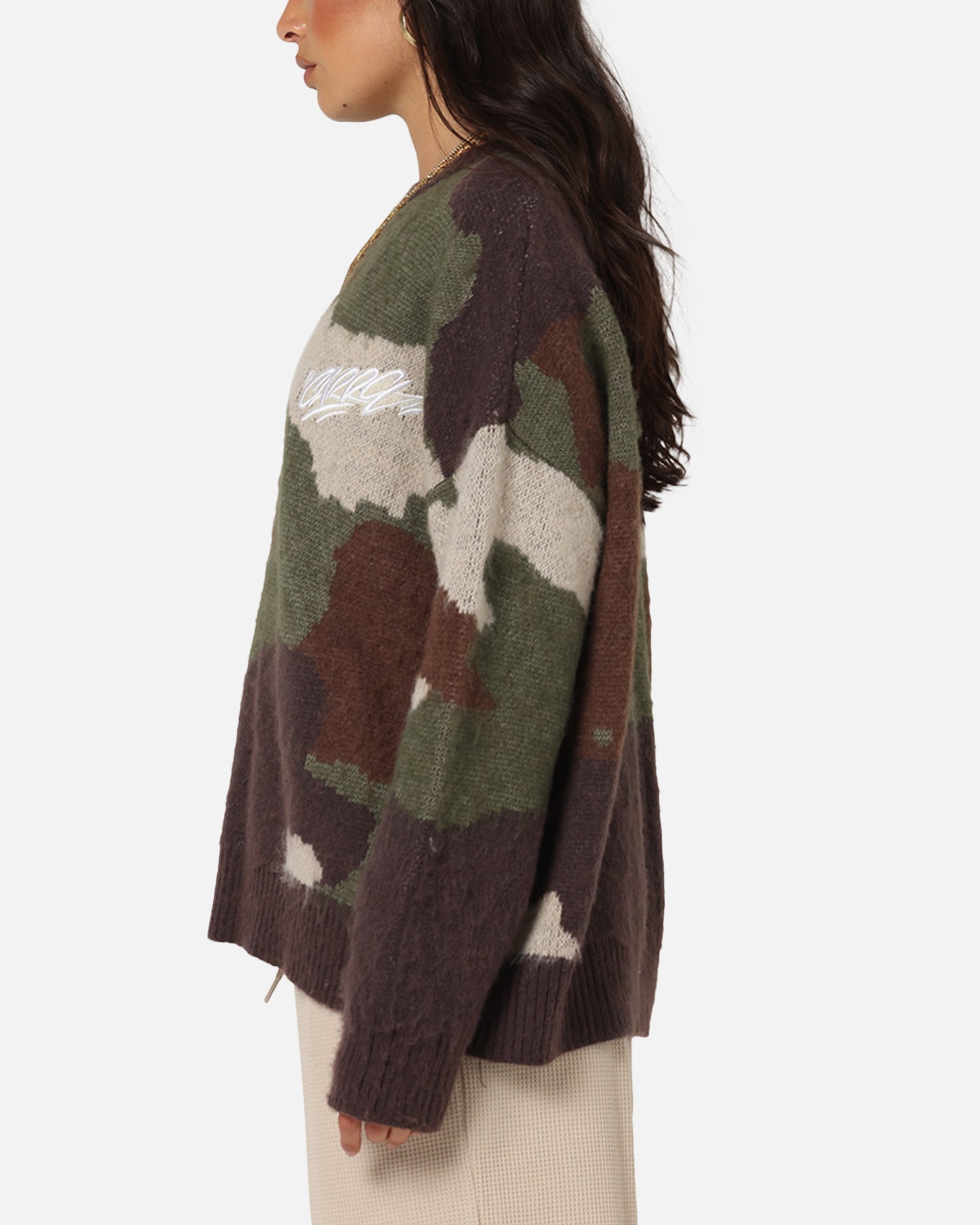 Carre Camo Brushed Sweater Woodland Camo
