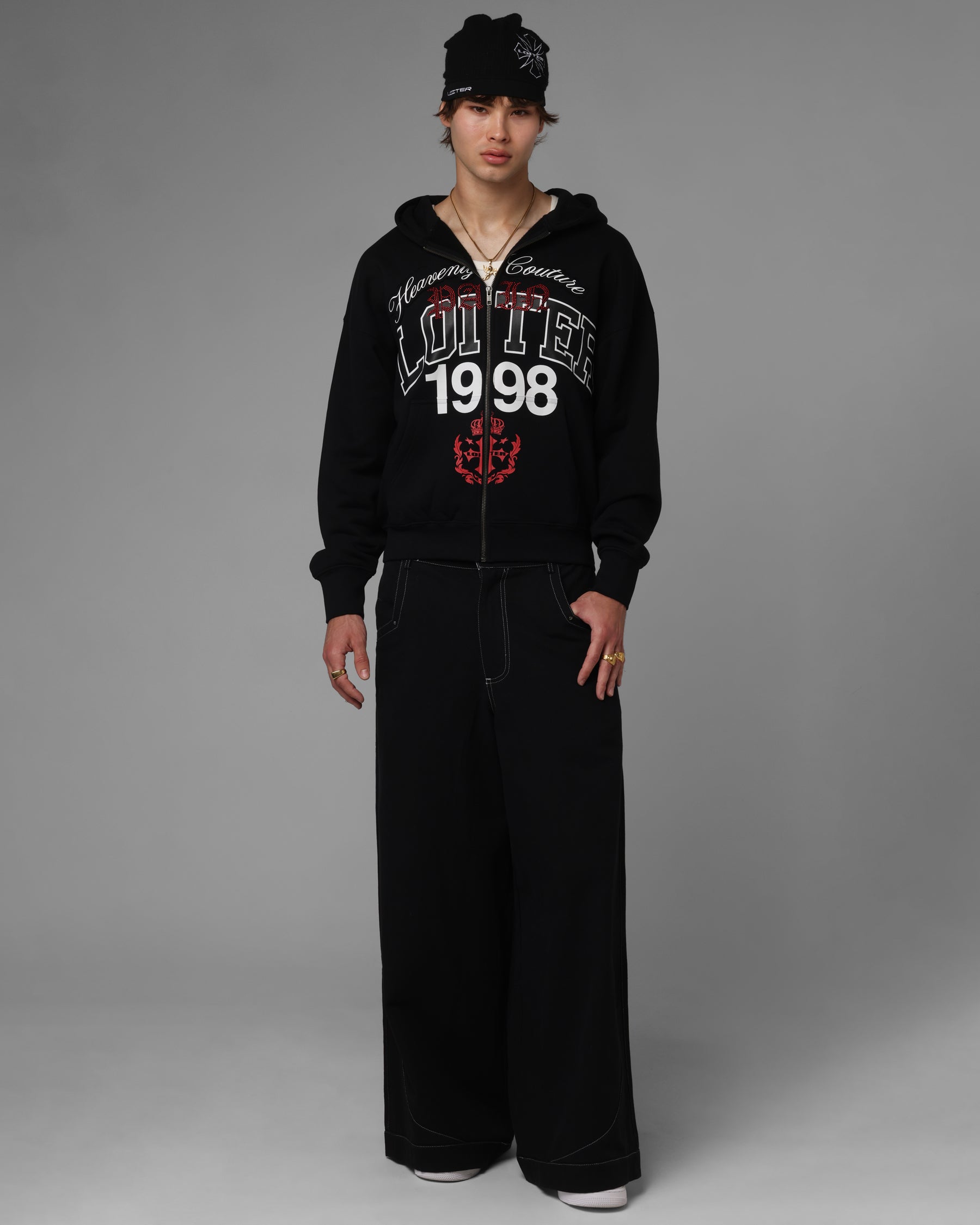 Loiter Drop Out Zip Hoodie Black