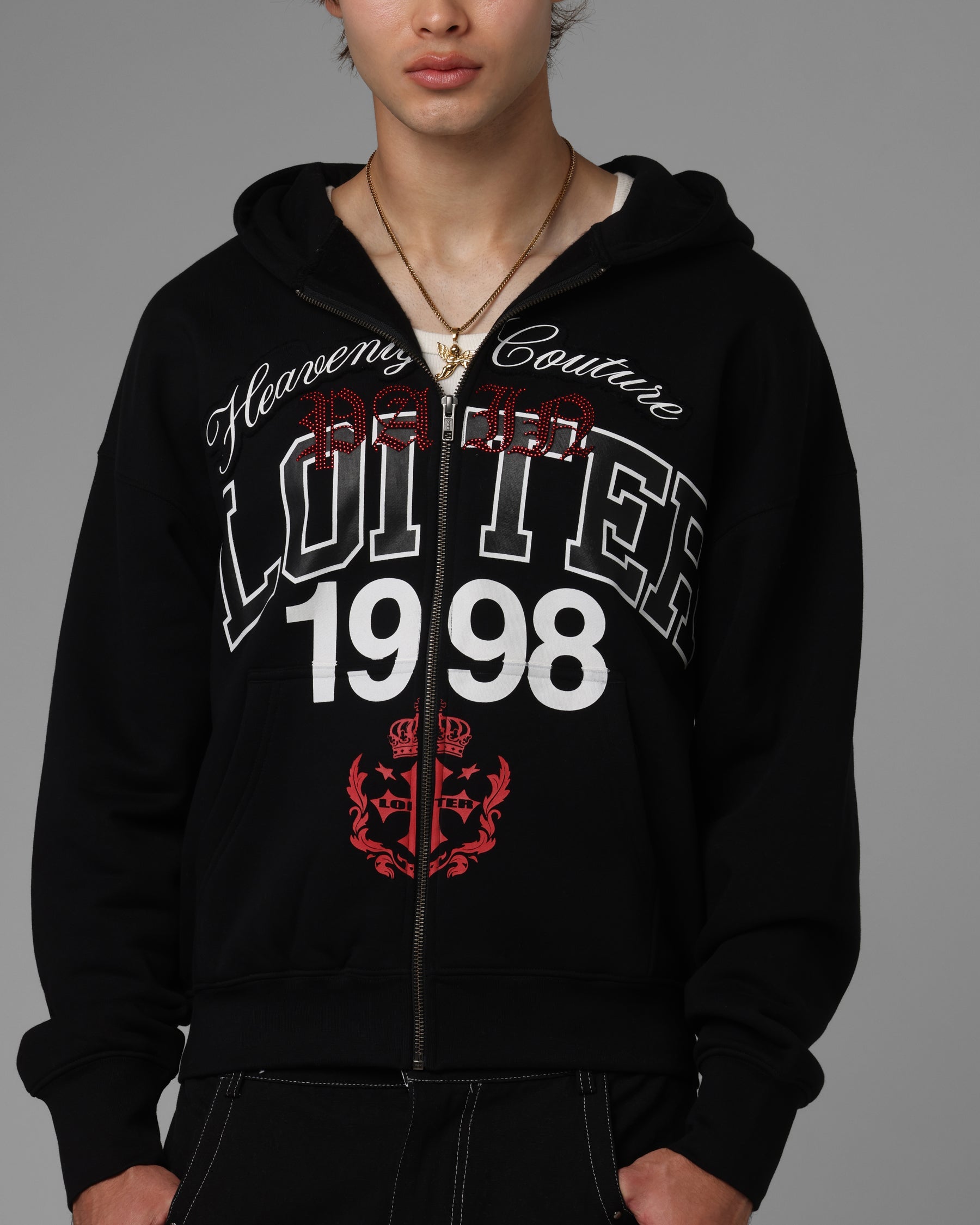 Loiter Drop Out Zip Hoodie Black