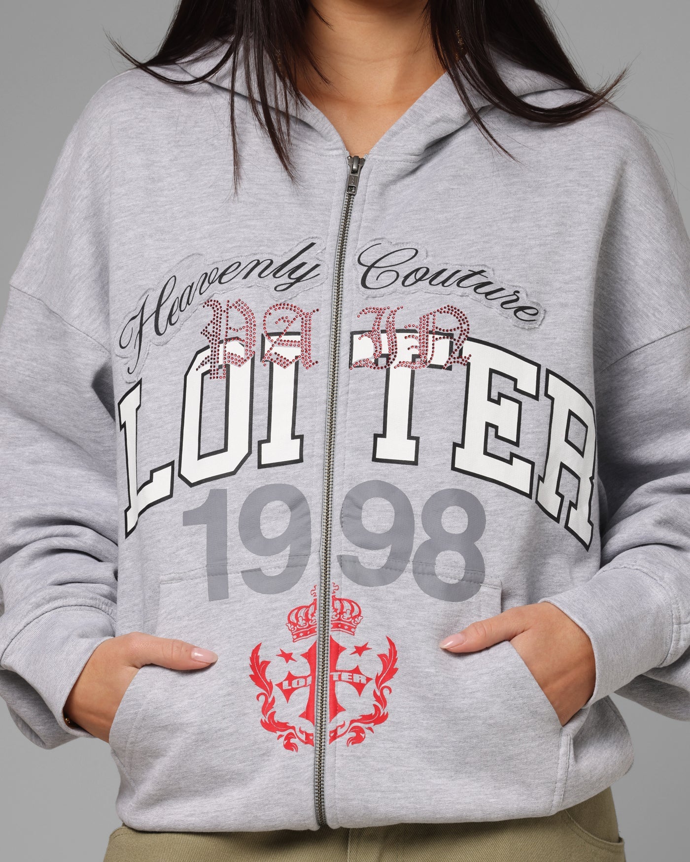 Loiter Drop Out Zip Hoodie Grey