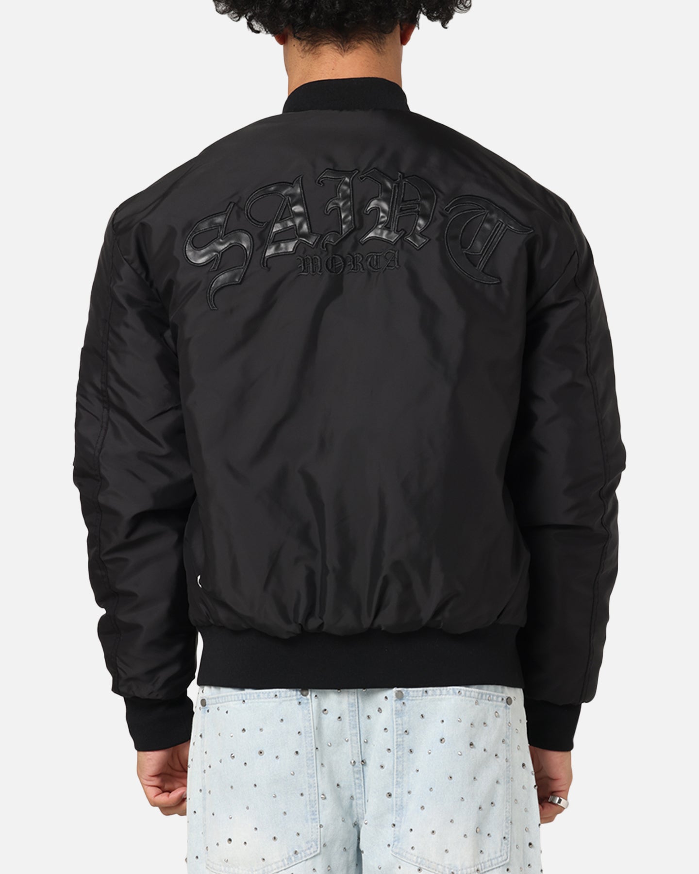 Saint Morta Gothic Noir Bomber Jacket Black
