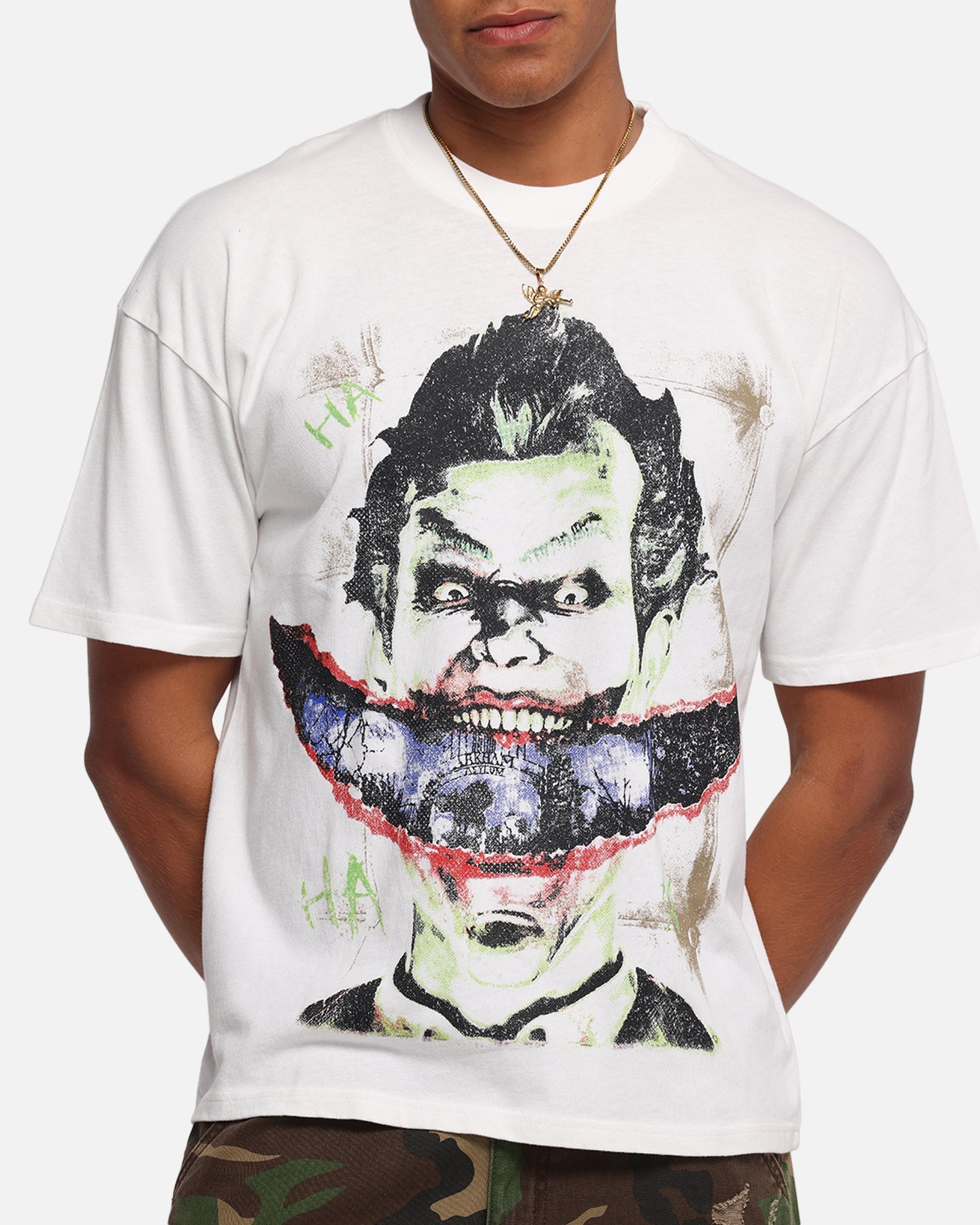 73Studio X DC Batman Joker Arkham Asylum Vintage T-Shirt Off White