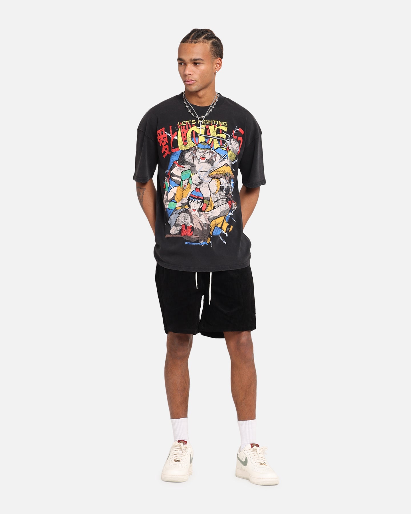 73Studio X South Park Lets Fighting Love Vintage T-Shirt Black Acidwash