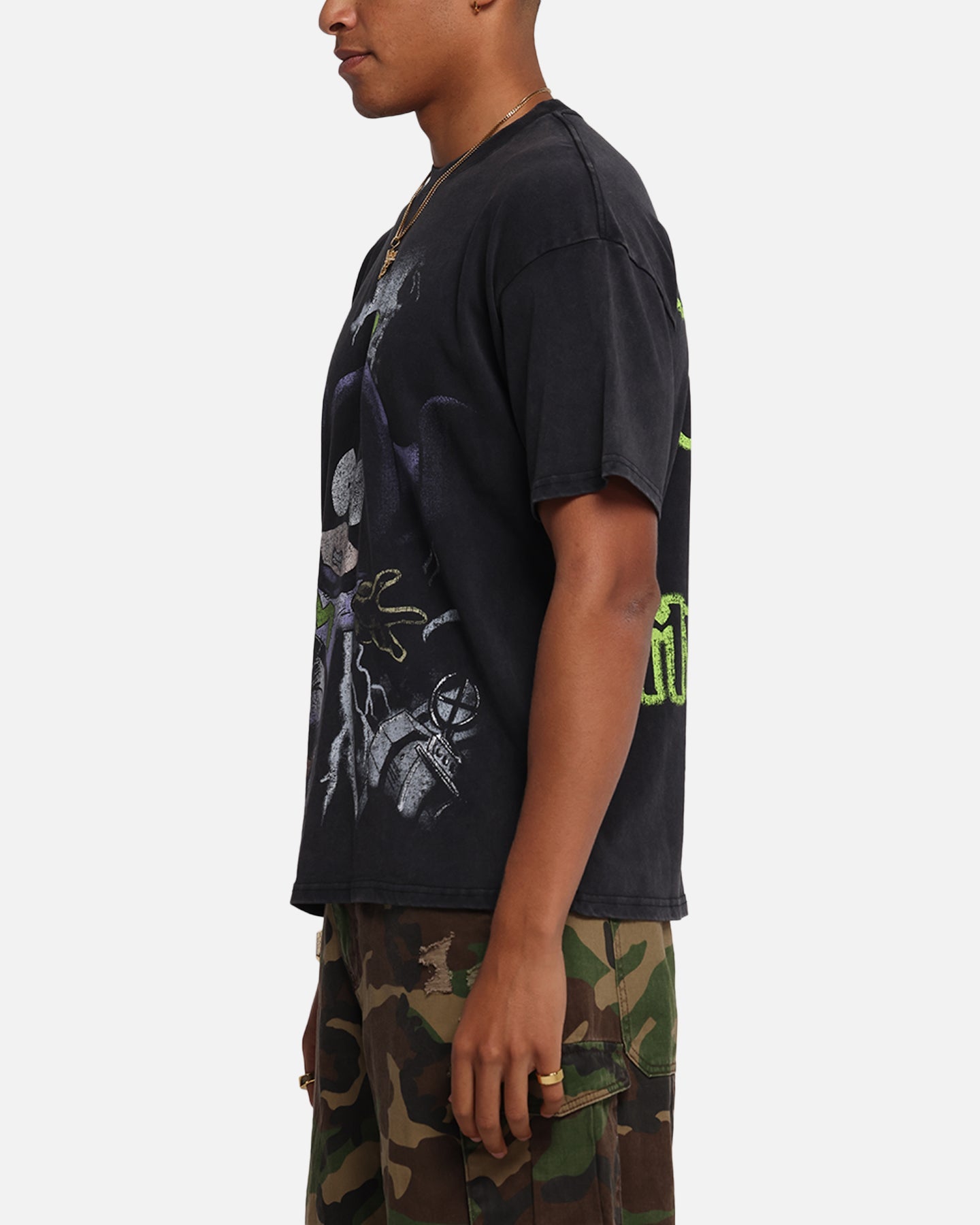 73Studio X South Park Mysterion Vintage T-Shirt Black Acidwash