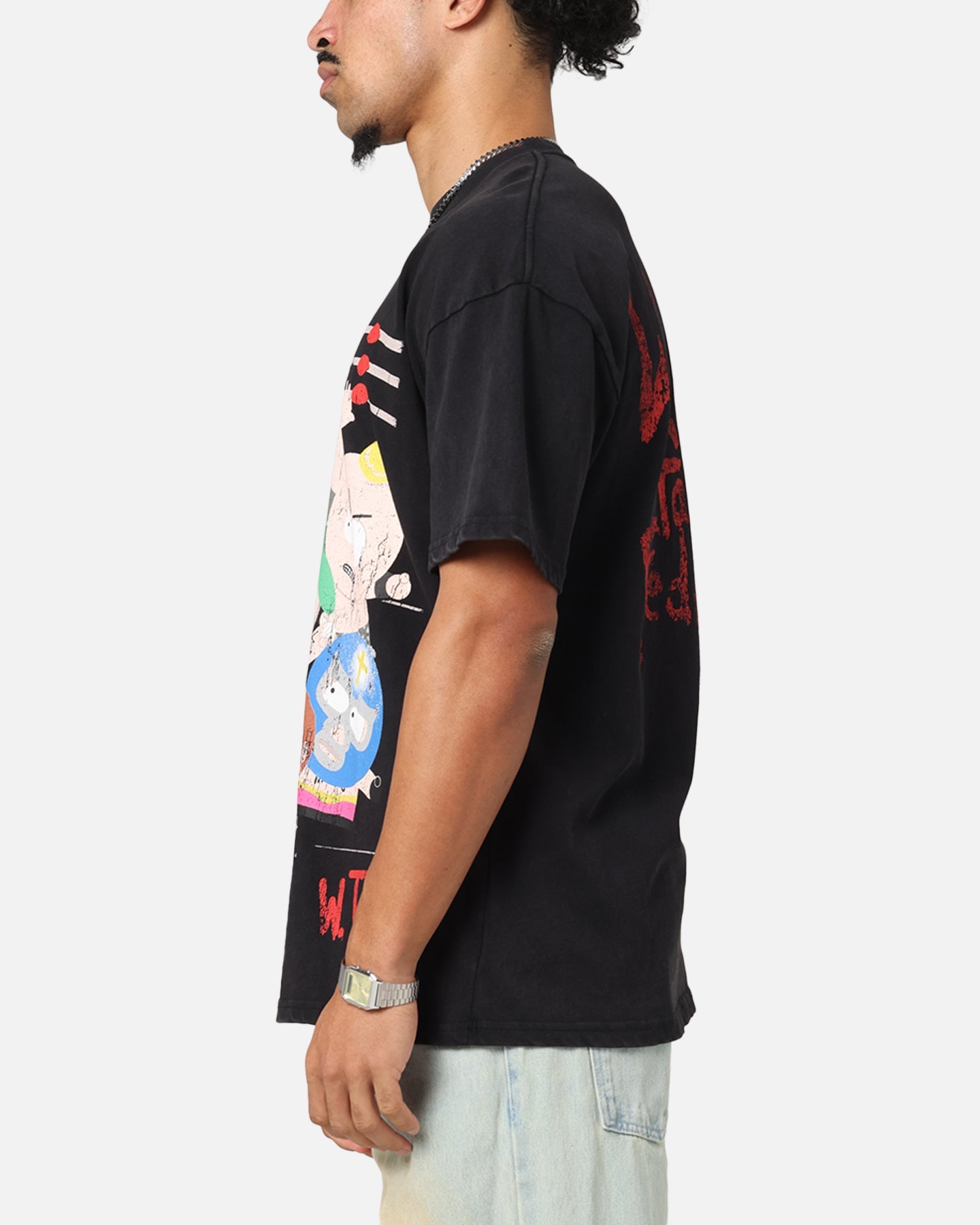 73Studio X South Park WTF Vintage T-Shirt Black Acidwash