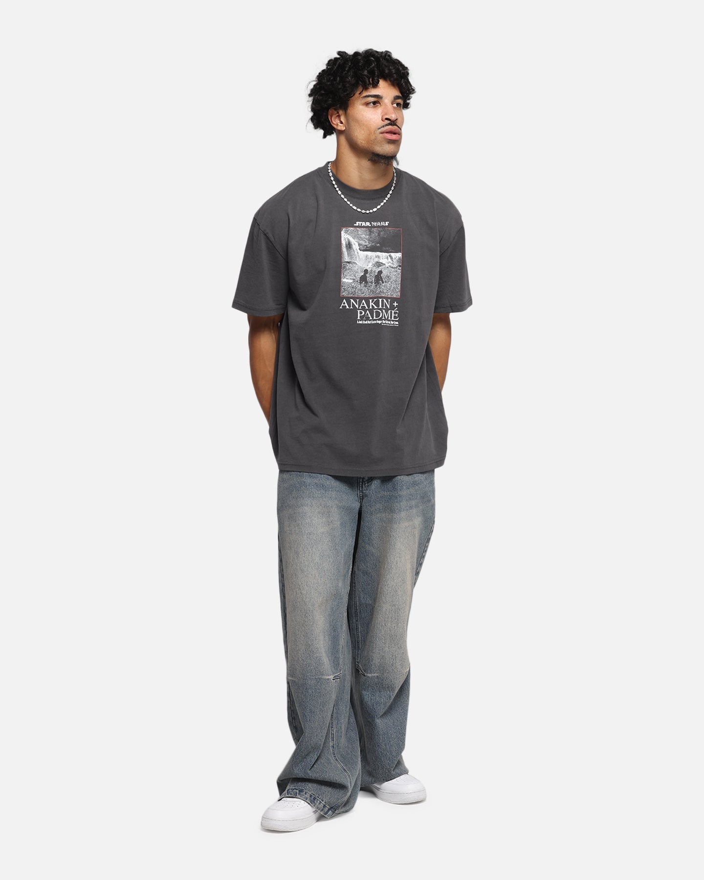 73Studio Star Wars Anakin And Padme Vintage T-Shirt Black Wash