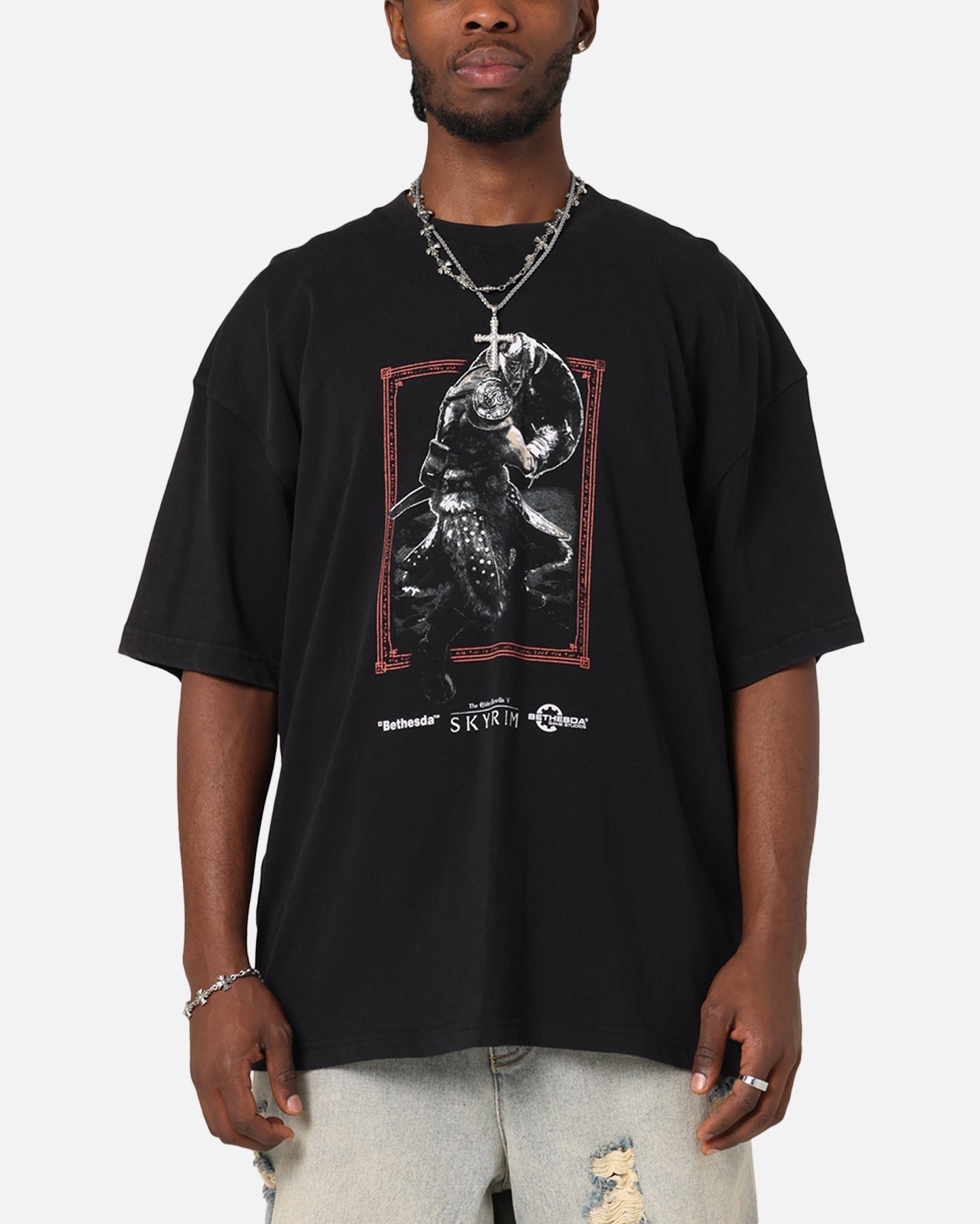 73Studio X The Elder Scrolls V: Skyrim '11 Dragonborn Vintage T-Shirt Black Acidwash