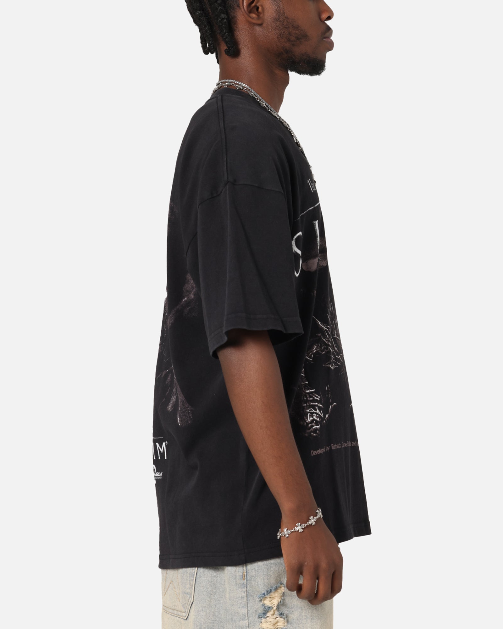 73Studio X The Elder Scrolls V: Skyrim Alduin Vintage T-Shirt Black Acidwash