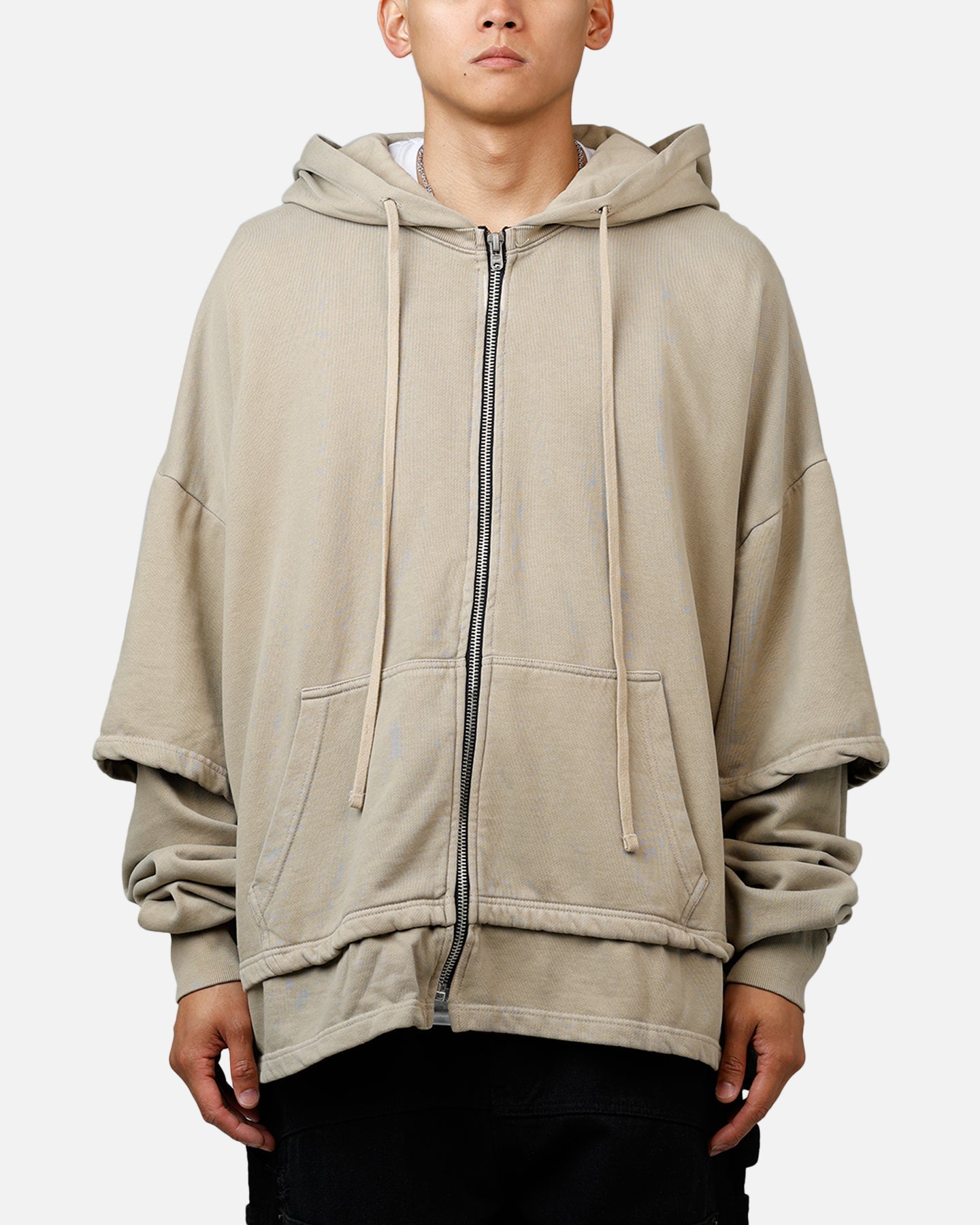 MNML Double Layer Zipper Sweater Washed Earth