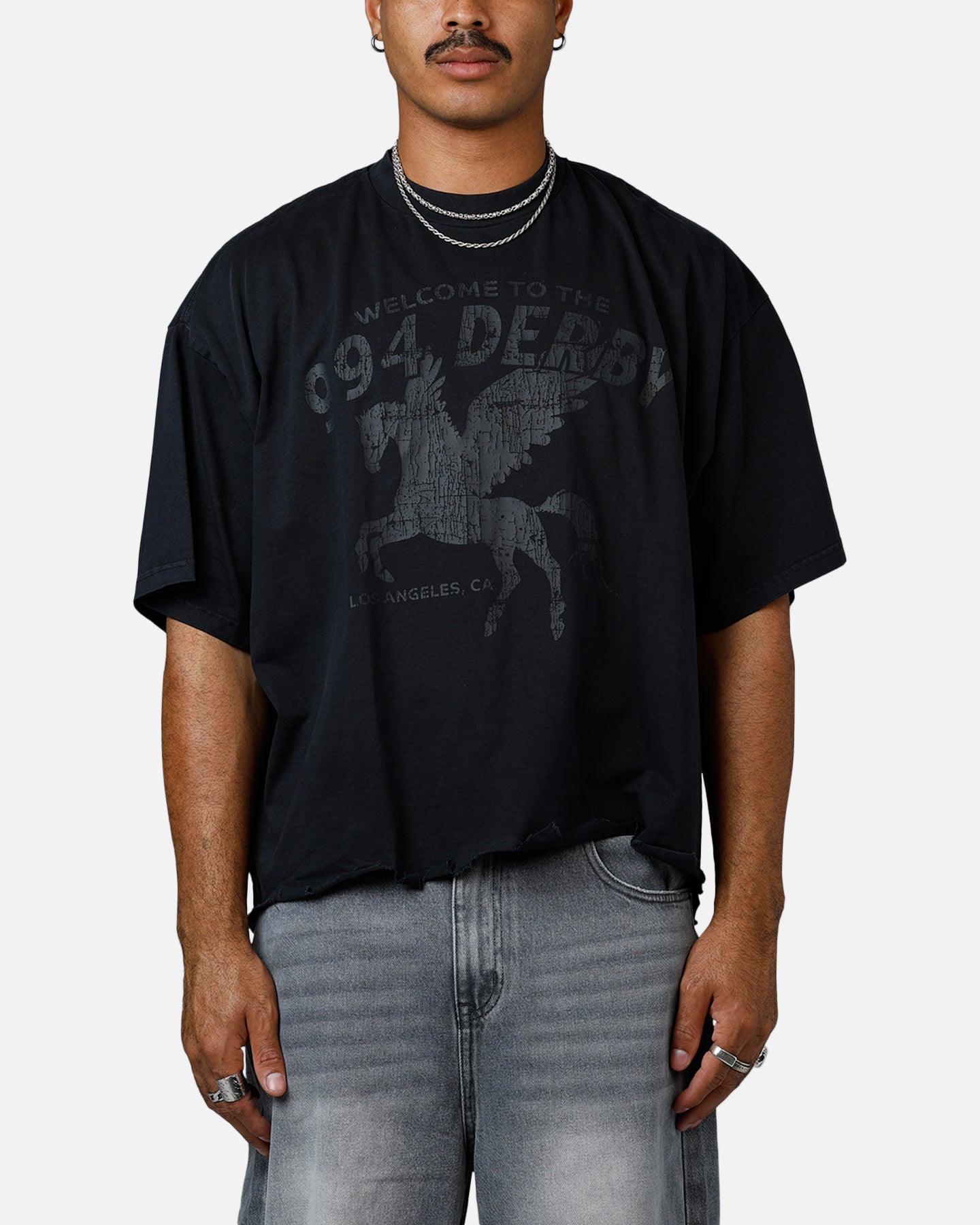 MNML Moth Eaten Cropped T-Shirt Black