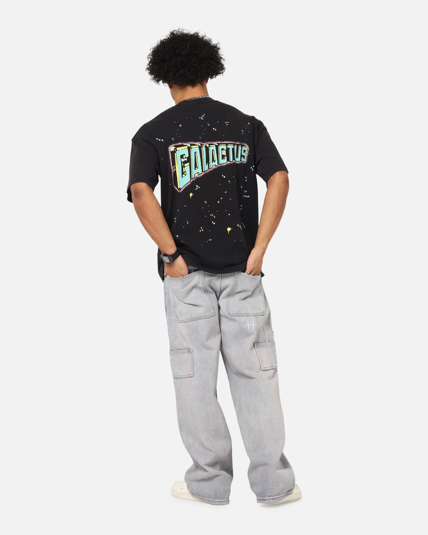 73Studio Marvel Fantastic Four Galactus Universe T-Shirt Black Acidwash