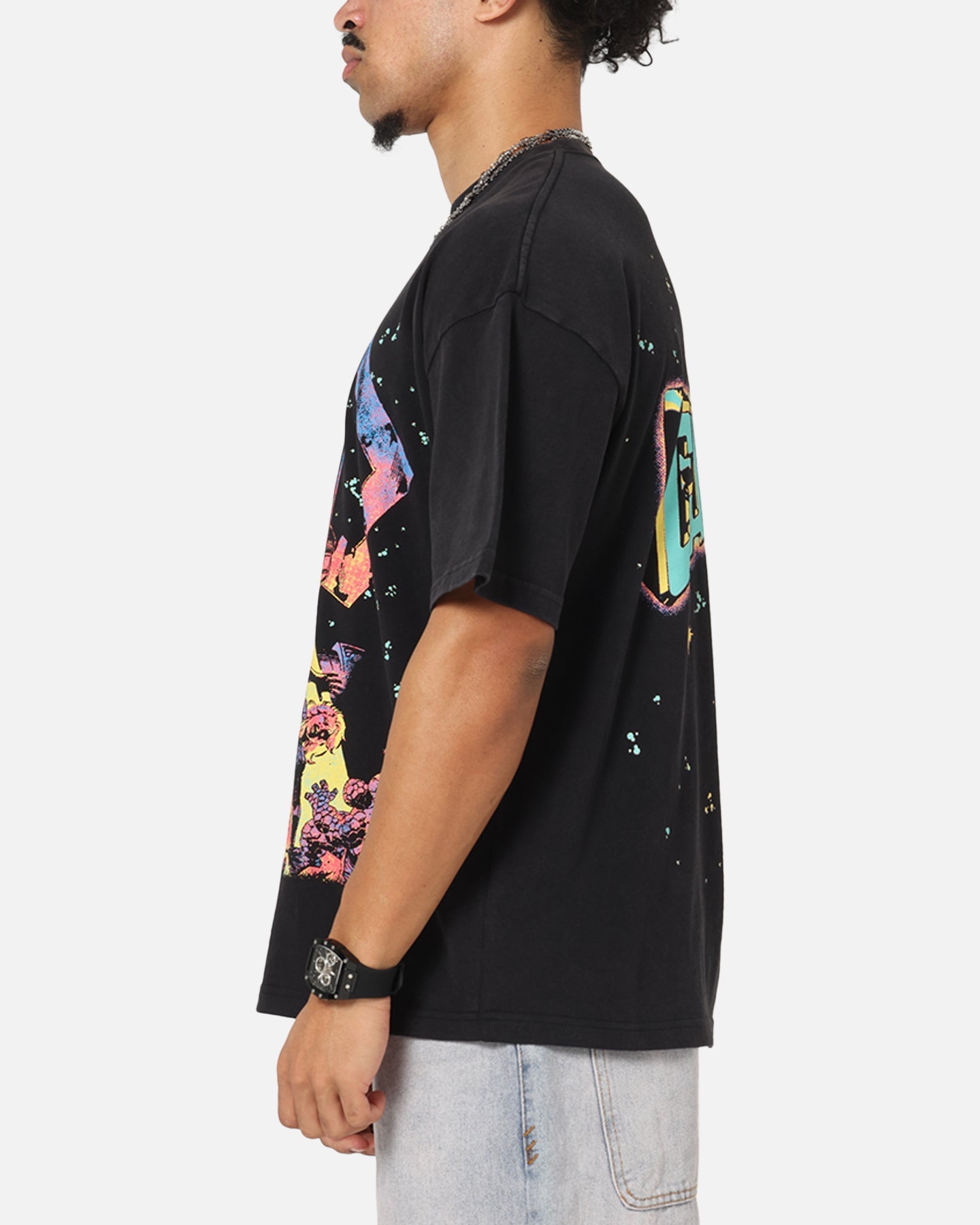 73Studio Marvel Fantastic Four Galactus Universe T-Shirt Black Acidwash