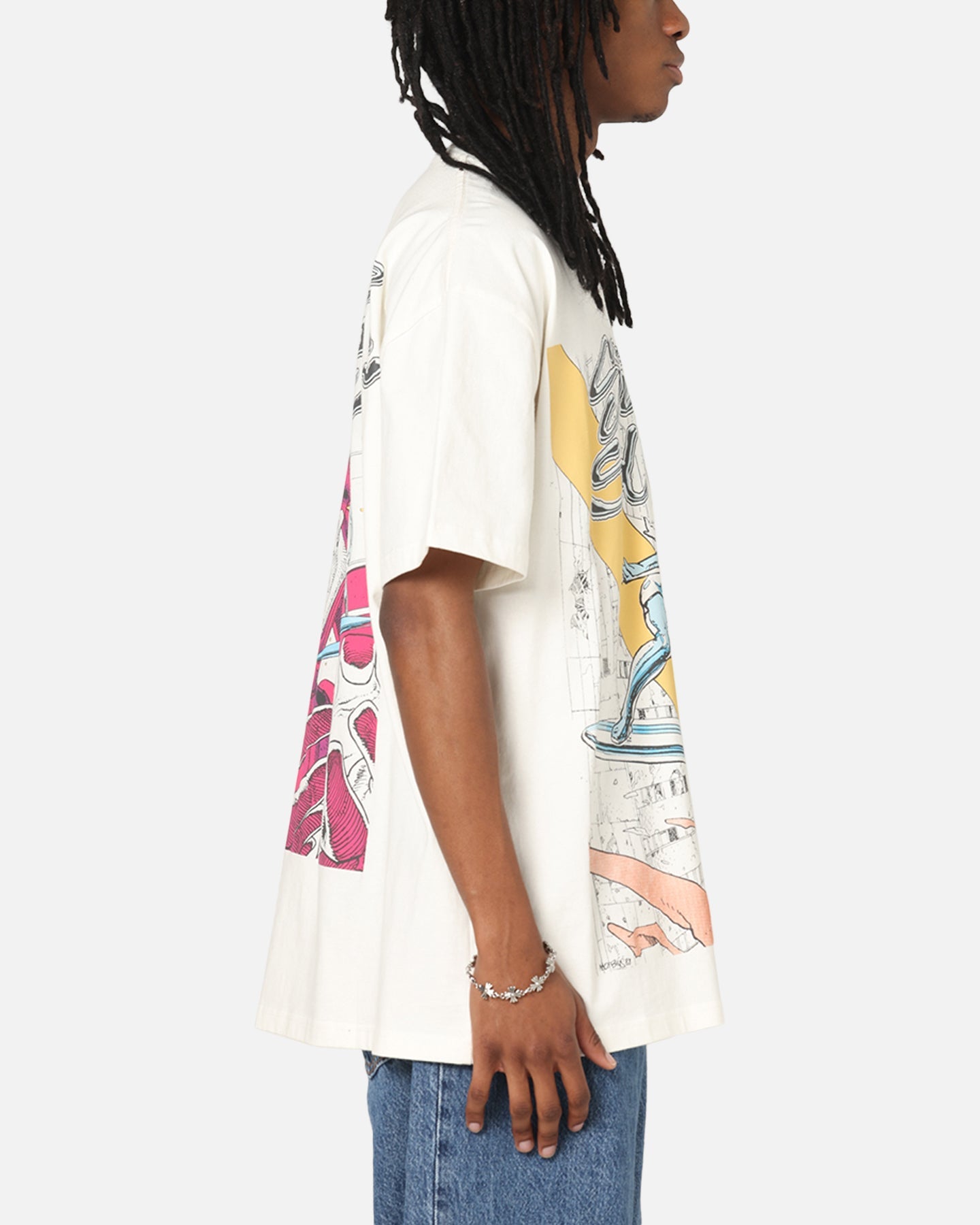 73Studio Marvel Fantastic Four Silver Surfer Heavy T-Shirt Off White