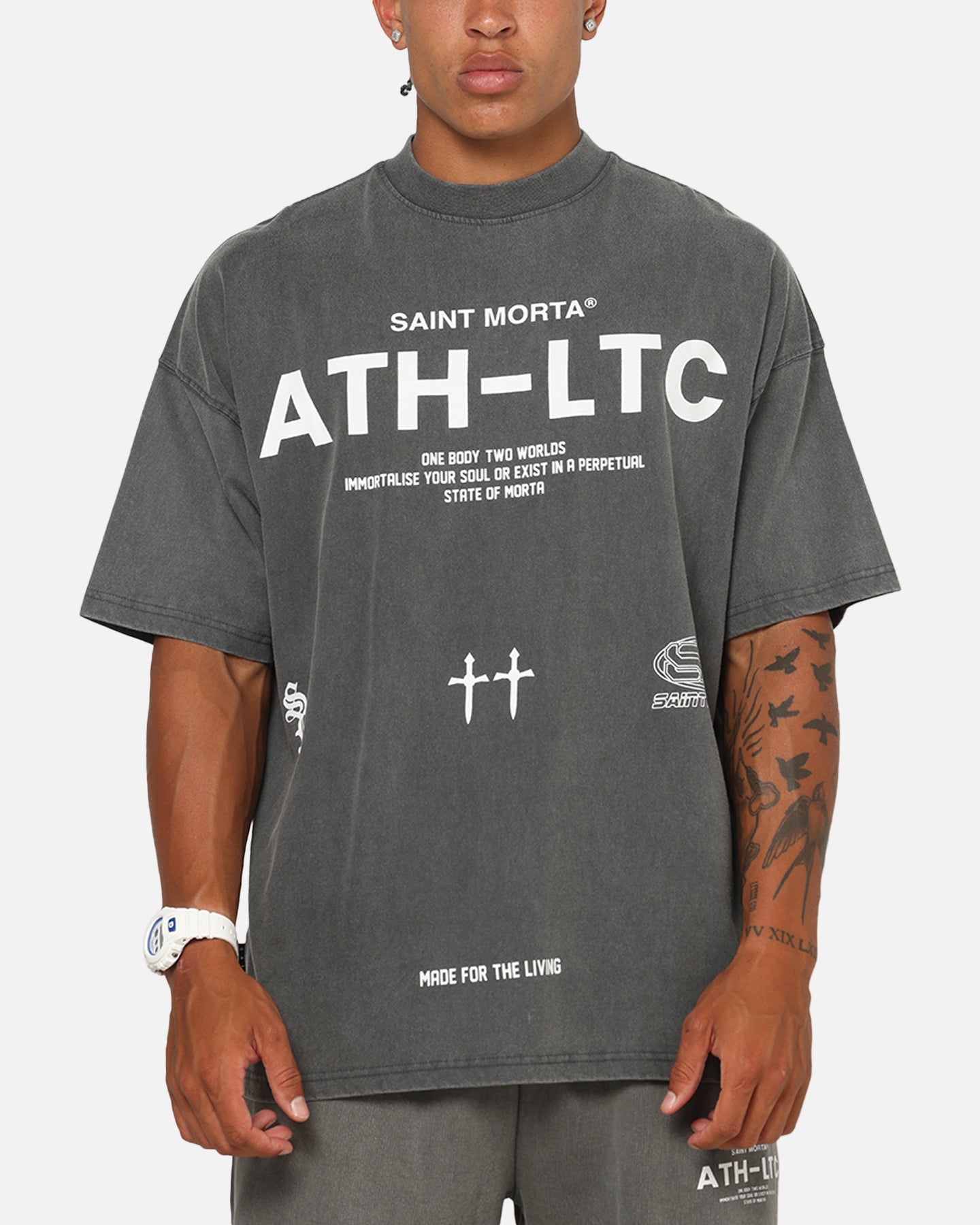Saint Morta Athletc T-Shirt Washed Charcoal