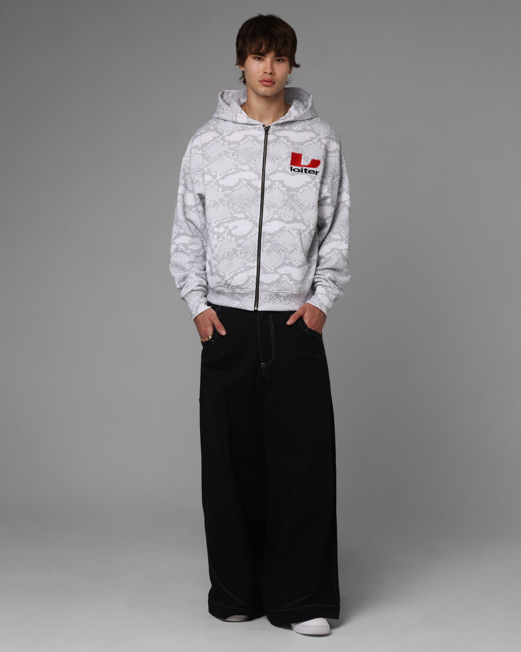 Loiter Slither Zip Hoodie Grey