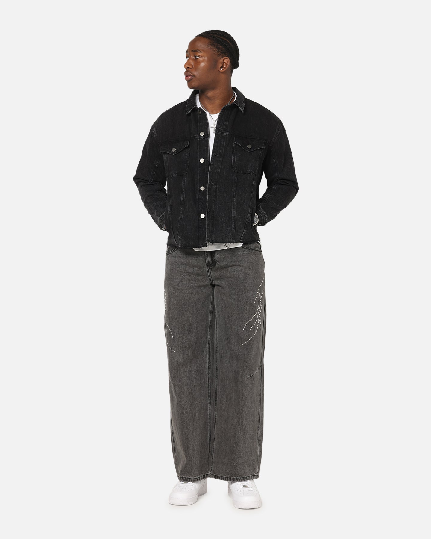 Saint Morta Daggers Cutoff Denim Jacket Vintage Black