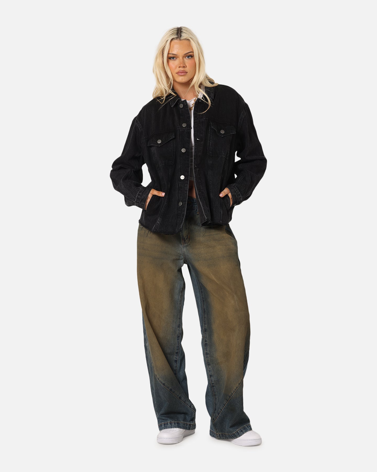 Saint Morta Daggers Cutoff Denim Jacket Vintage Black