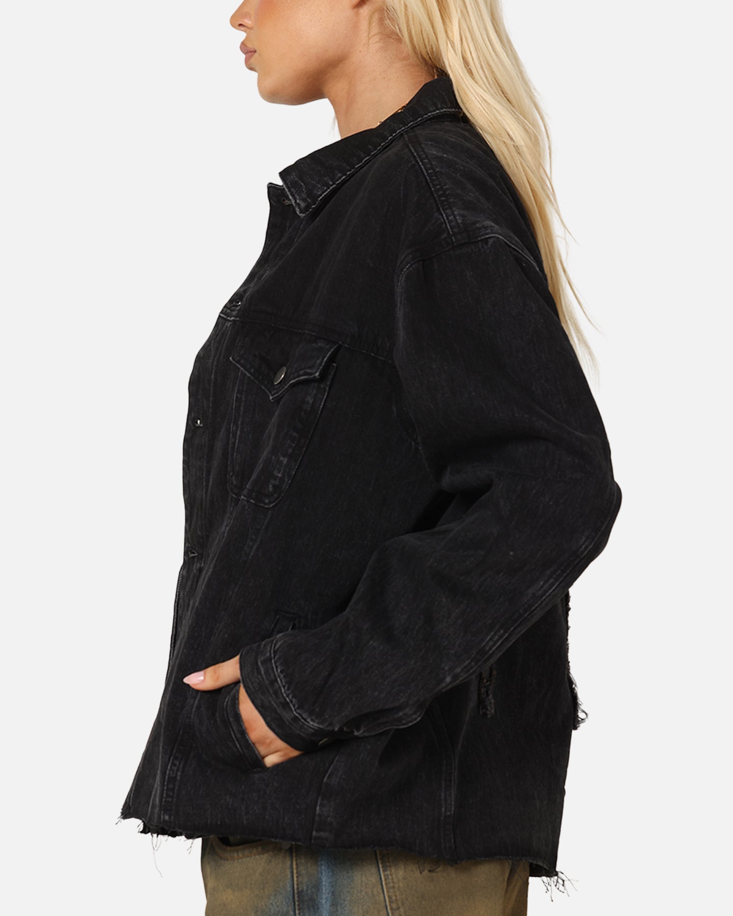 Saint Morta Daggers Cutoff Denim Jacket Vintage Black