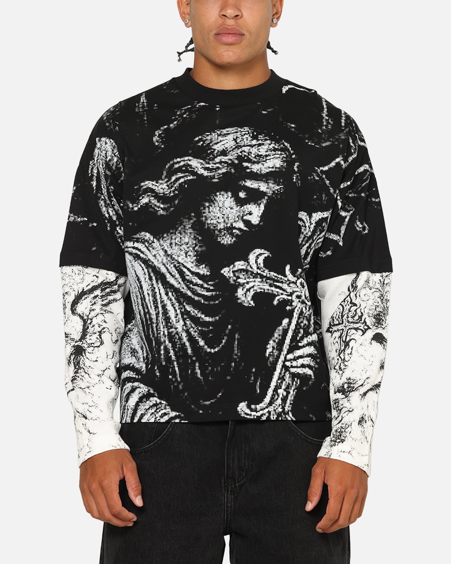 Saint Morta Crossbearer Layer Long Sleeve T-Shirt Vintage Black