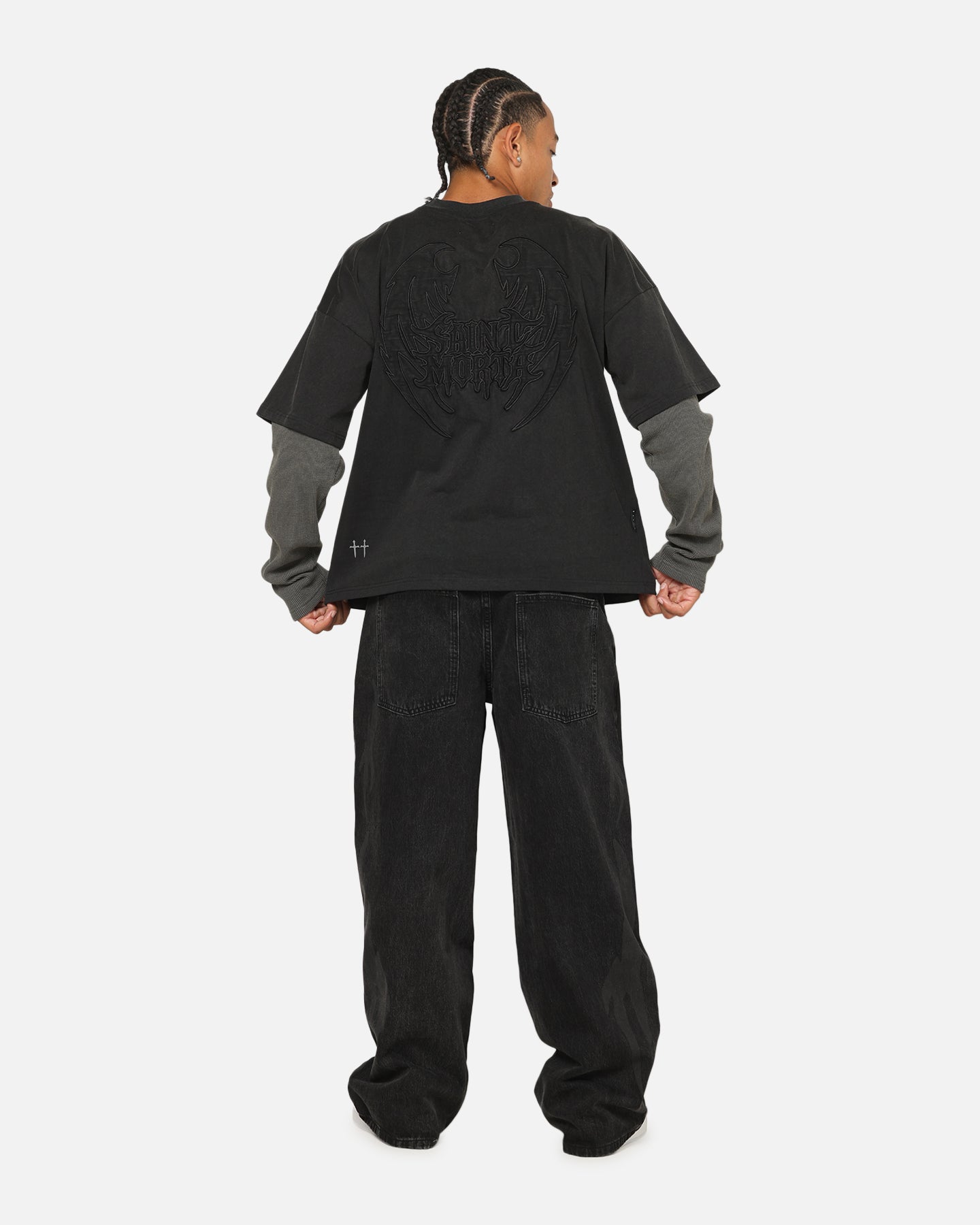 Saint Morta Crested Wing Long Sleeve Layered T-Shirt Vintage Black