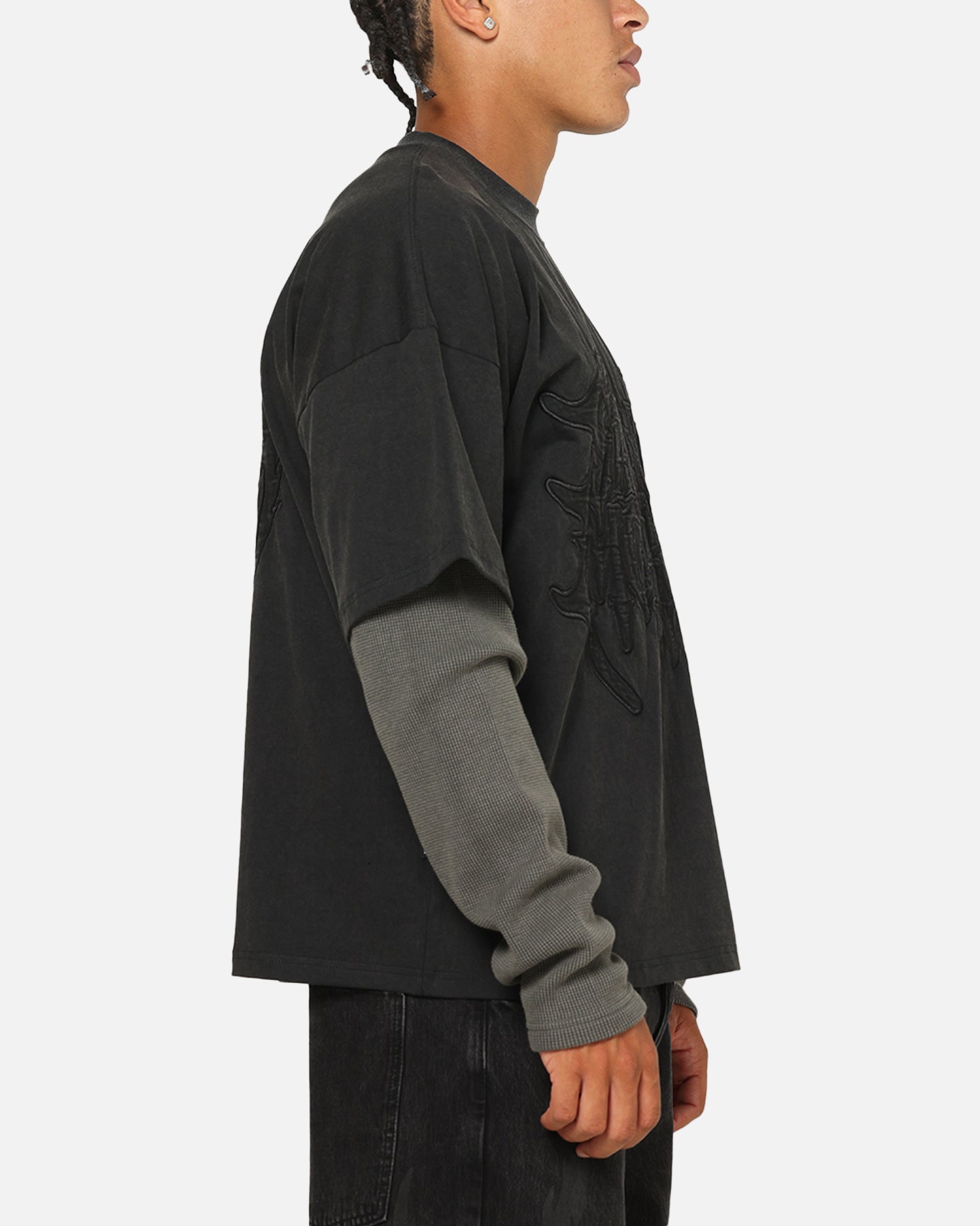 Saint Morta Crested Wing Long Sleeve Layered T-Shirt Vintage Black