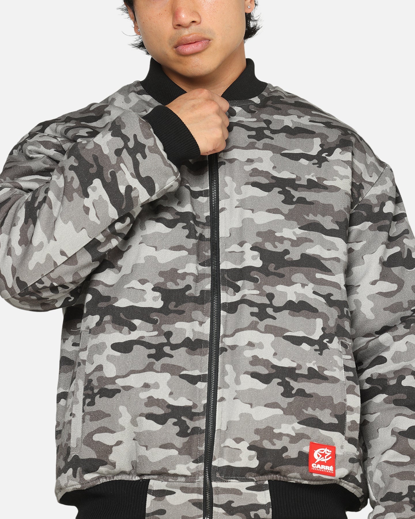 Carre Camo Bomber Jacket Black Camo