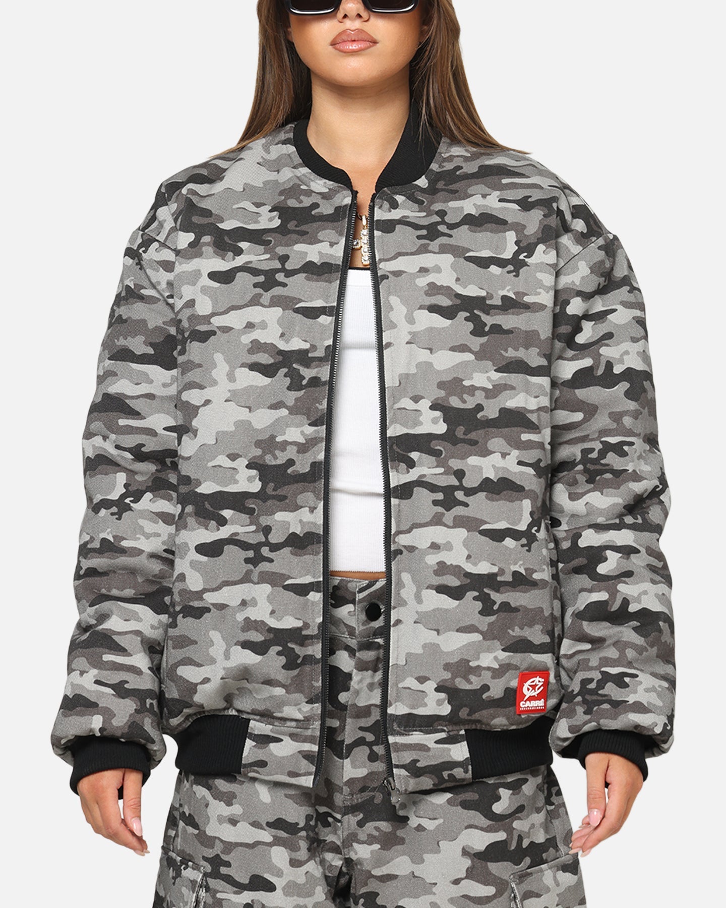 Carre Camo Bomber Jacket Black Camo