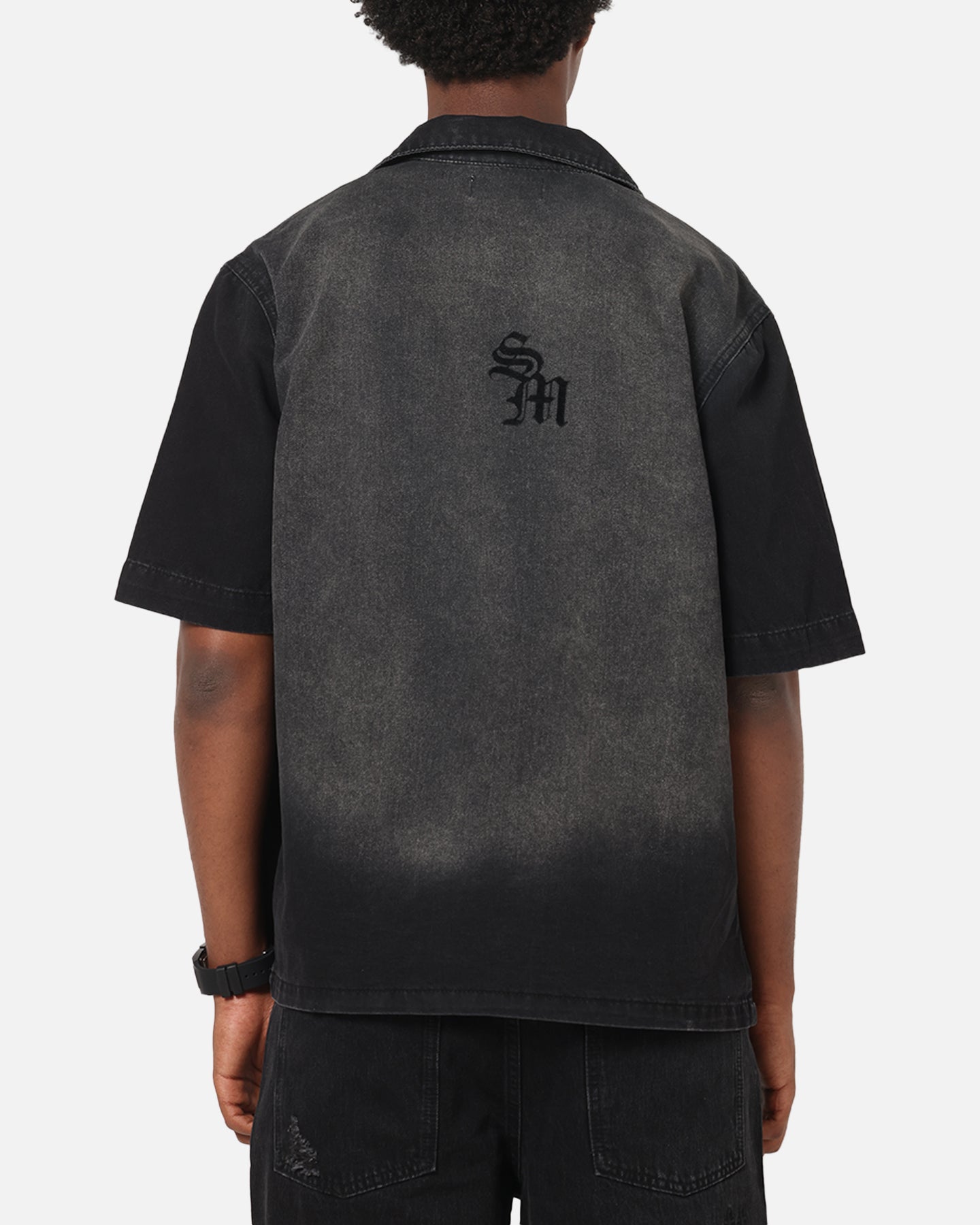 Saint Morta Tribal Denim Button Up Shirt Sunfade Black
