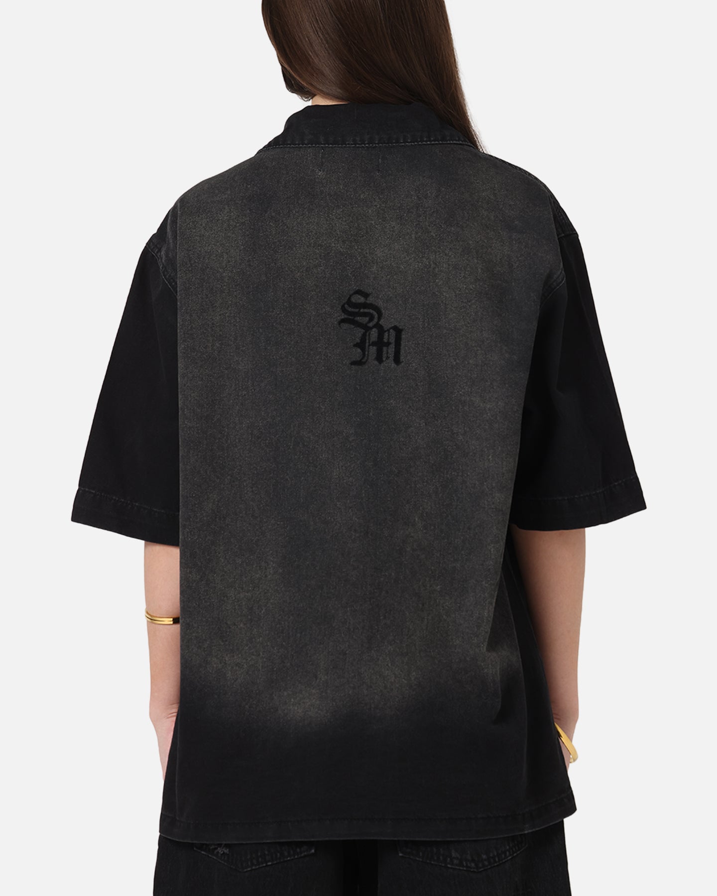 Saint Morta Tribal Denim Button Up Shirt Sunfade Black