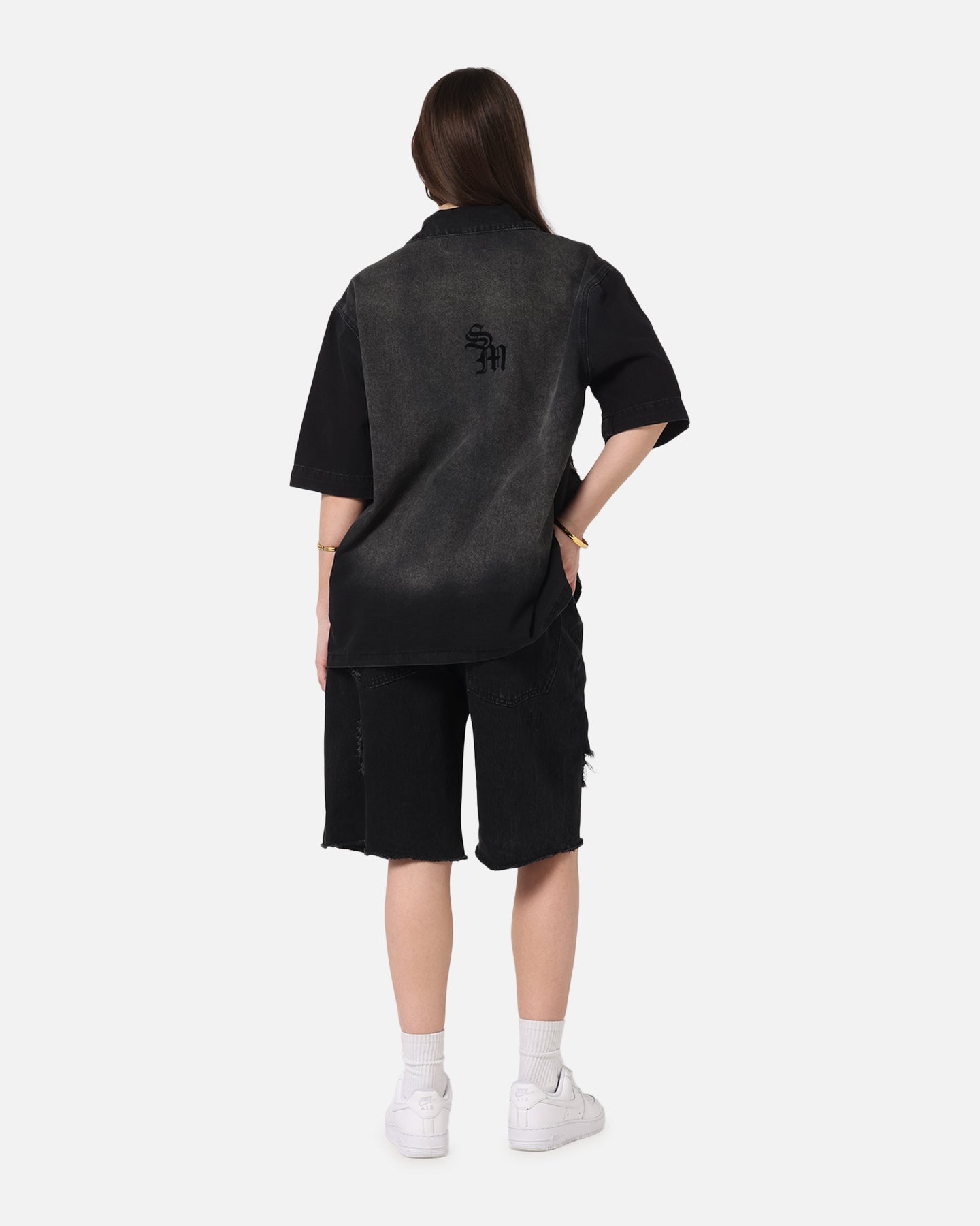 Saint Morta Tribal Denim Button Up Shirt Sunfade Black