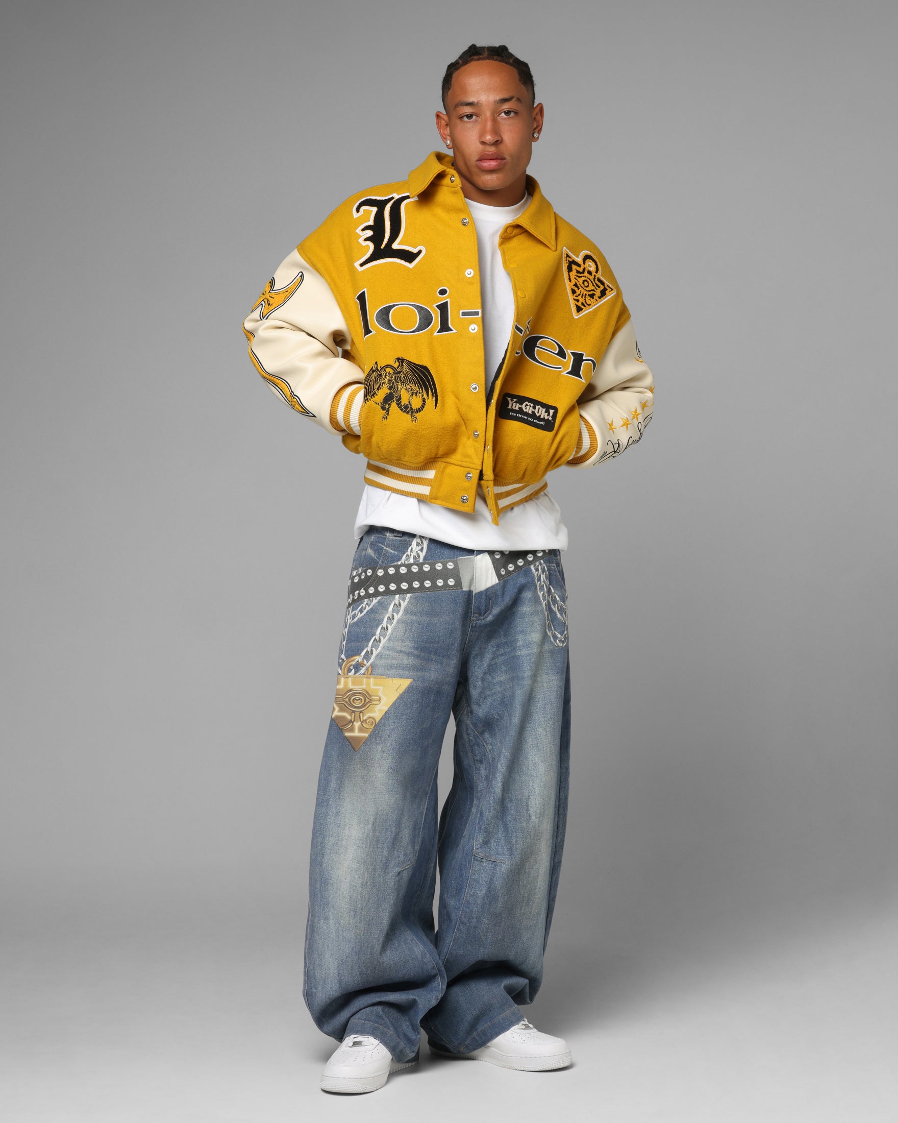 Loiter X Yu-Gi-Oh! Dragon Of Ra Varsity Jacket Off White/Yellow