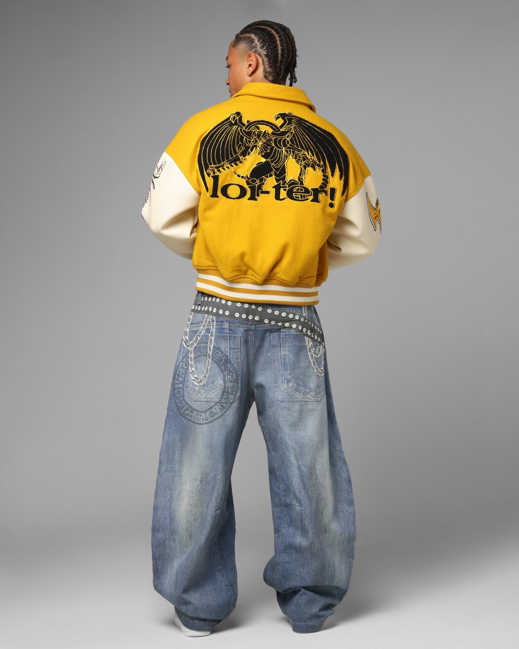 Loiter X Yu-Gi-Oh! Dragon Of Ra Varsity Jacket Off White/Yellow