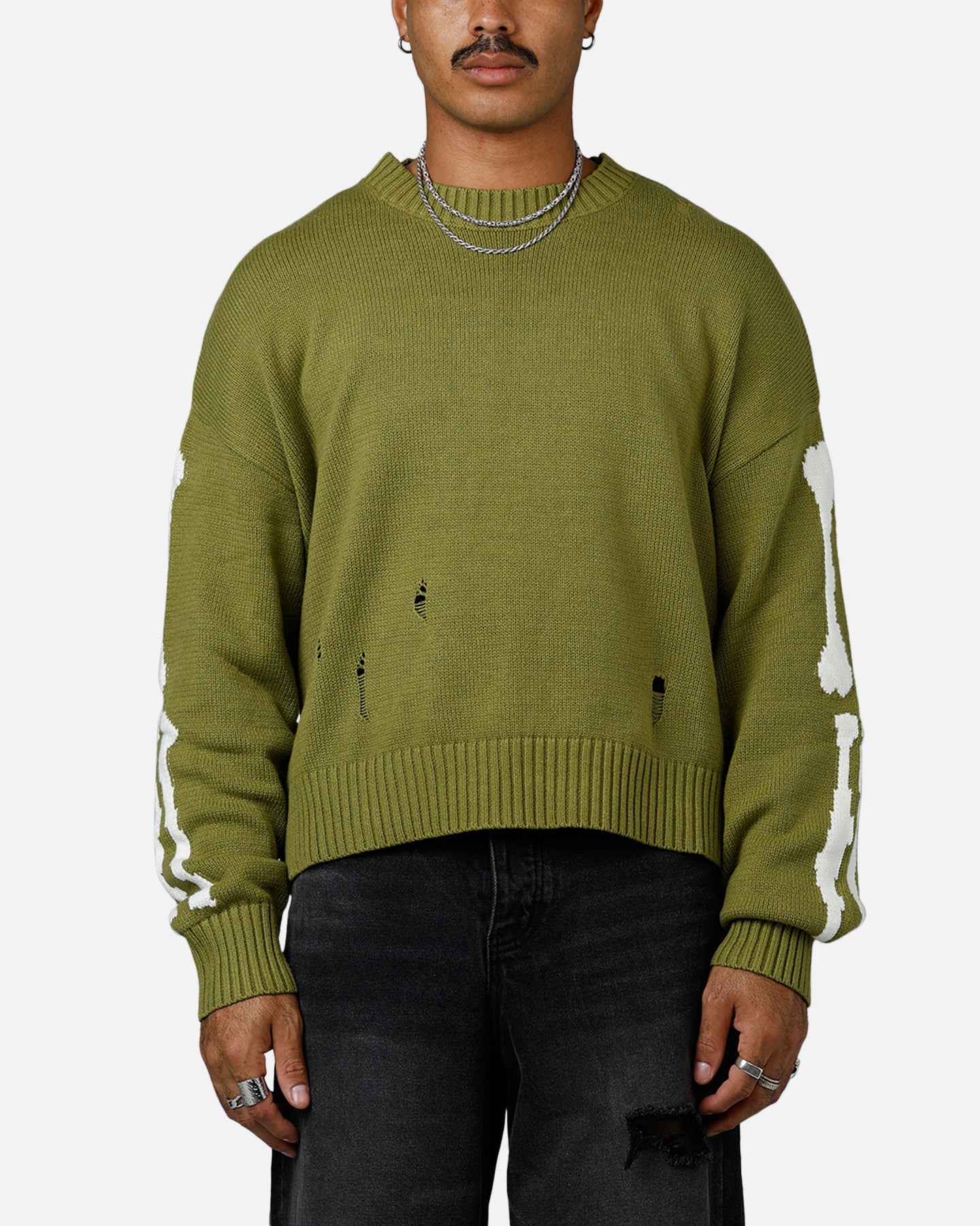 MNML Skeleton Knit Sweater Moss