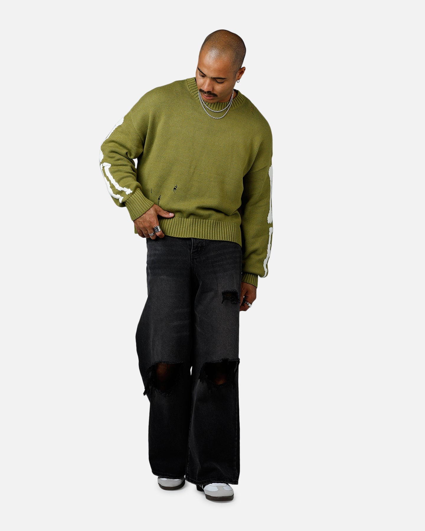 MNML Skeleton Knit Sweater Moss