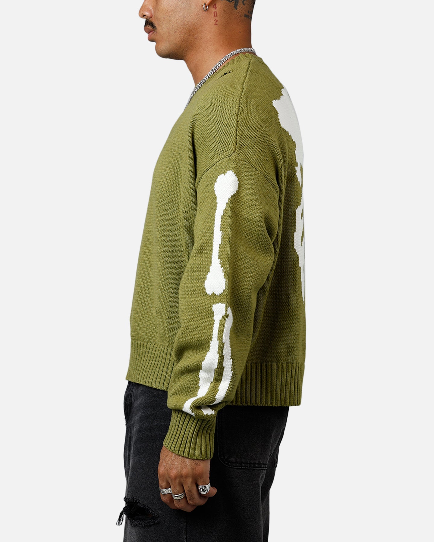 MNML Skeleton Knit Sweater Moss