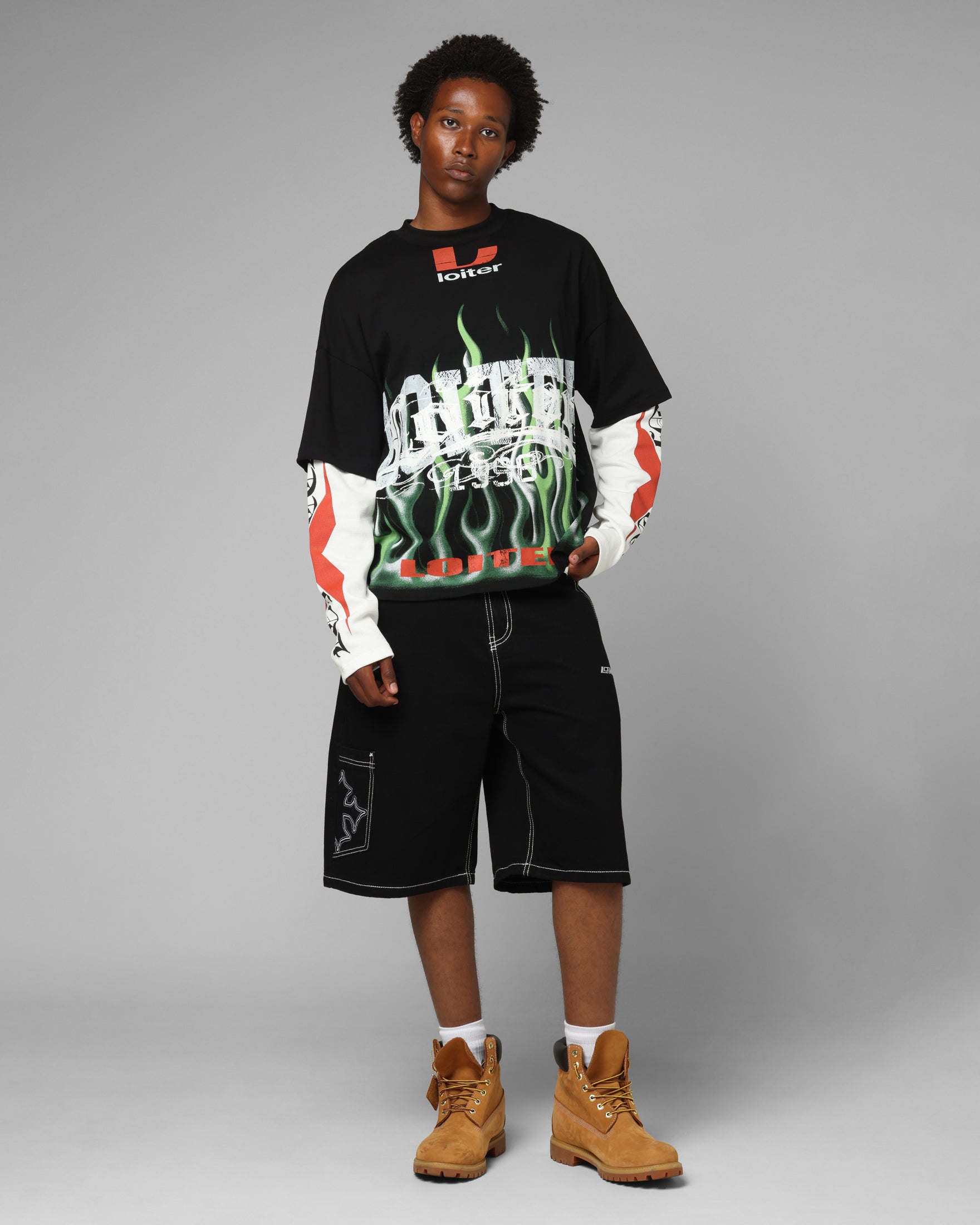 Loiter Inferno Layered Long Sleeve T-Shirt Black