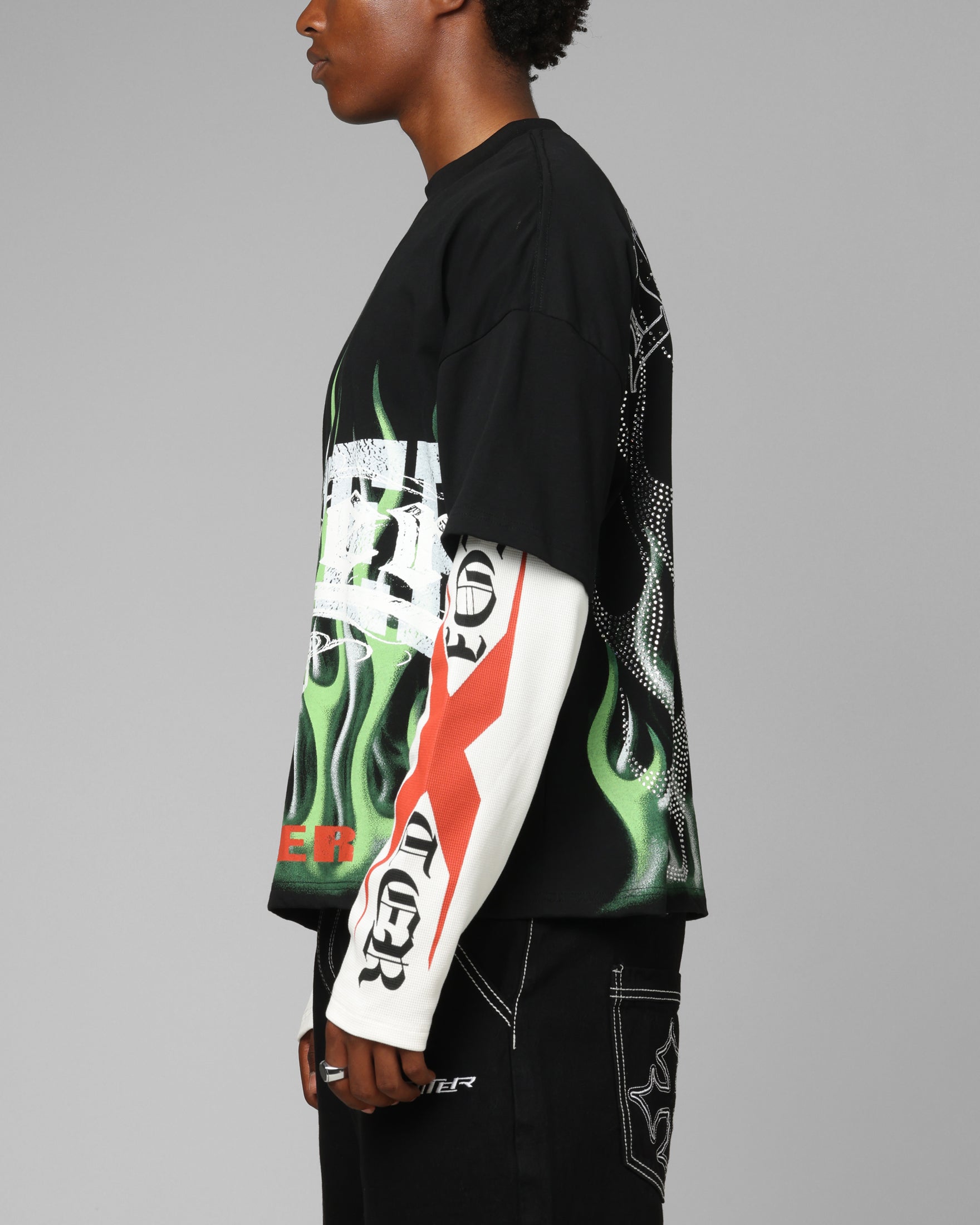 Loiter Inferno Layered Long Sleeve T-Shirt Black