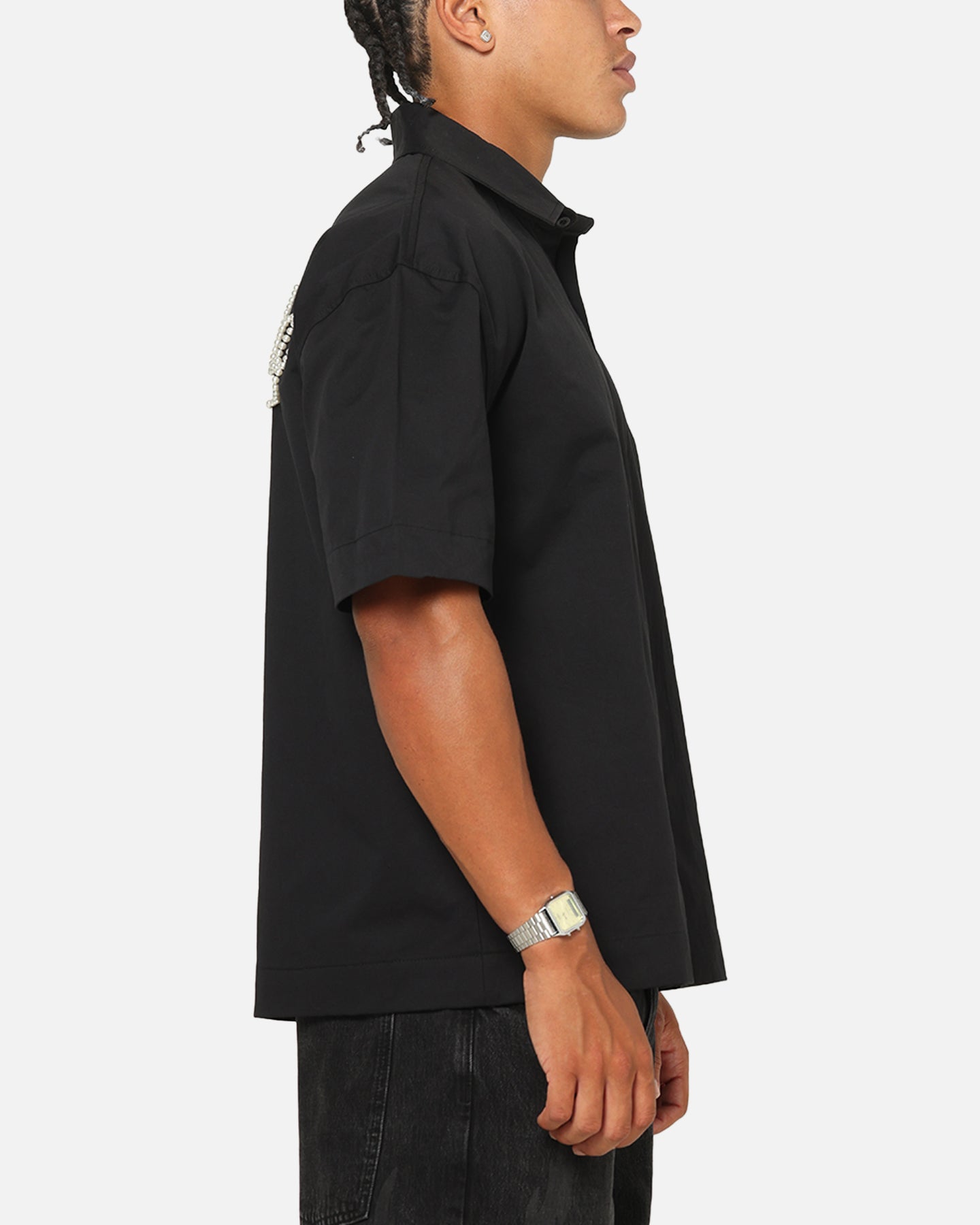Saint Morta Pearl Script Button Up Shirt Black
