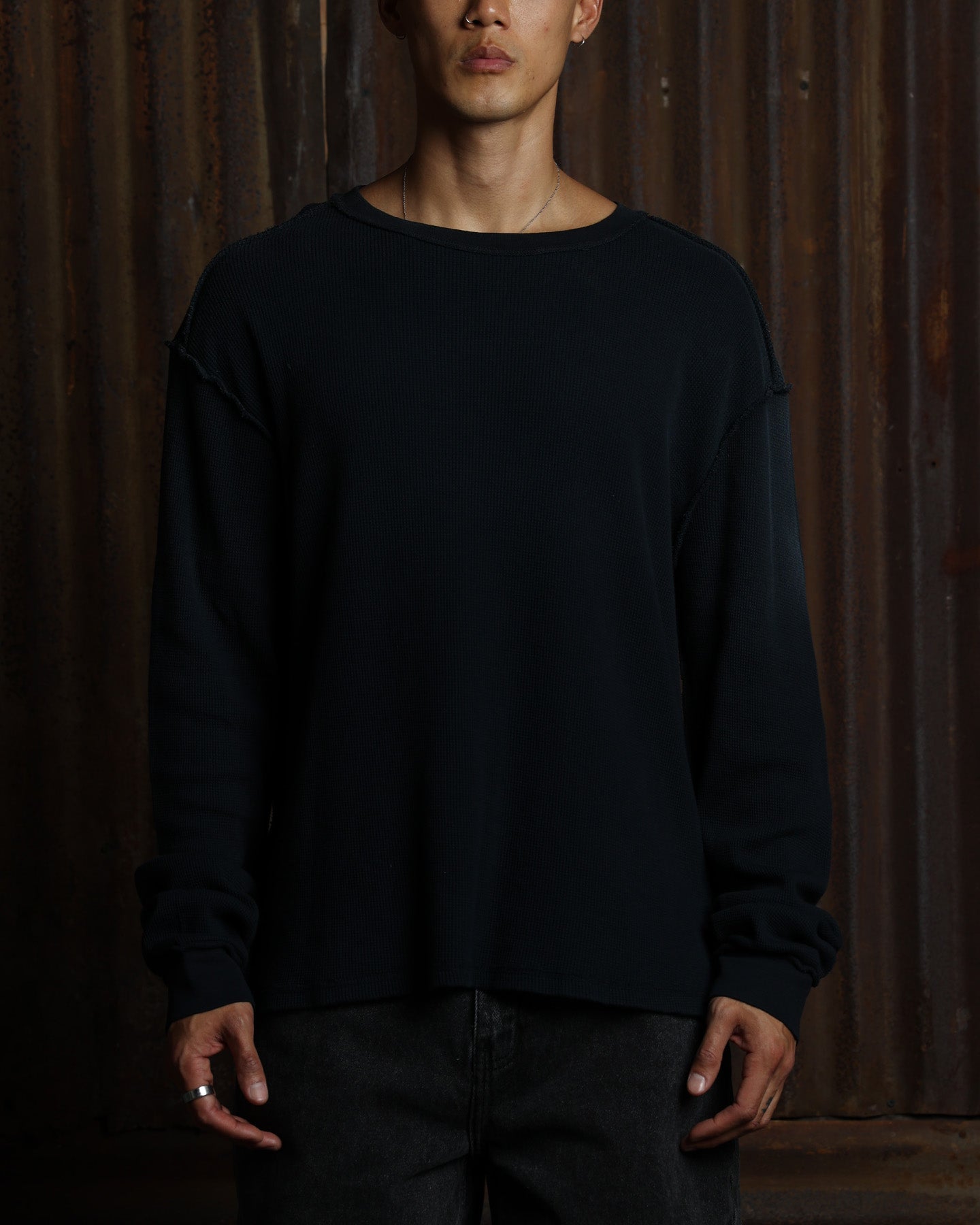 American Thrift Long Sleeve Thermal T-Shirt Washed Black