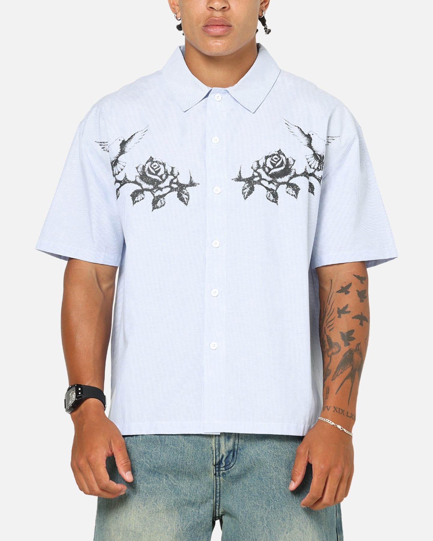 Saint Morta Holy Ghost Button Up Shirt Blue/White